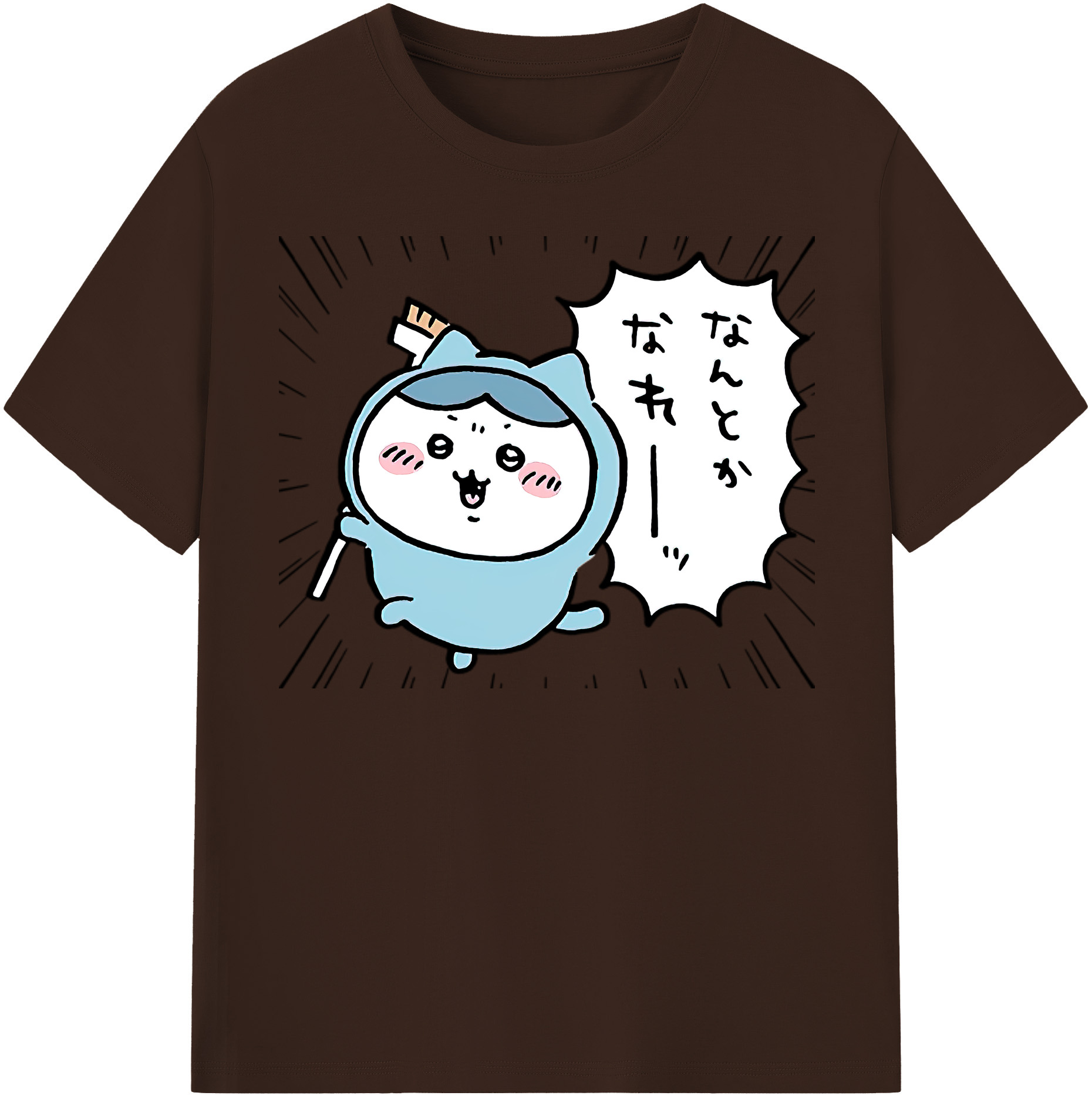 （画像用） ちいかわ ハチワレ Chii-kawa hachiware 綿100％半袖Tシャツ（フロントプリント）