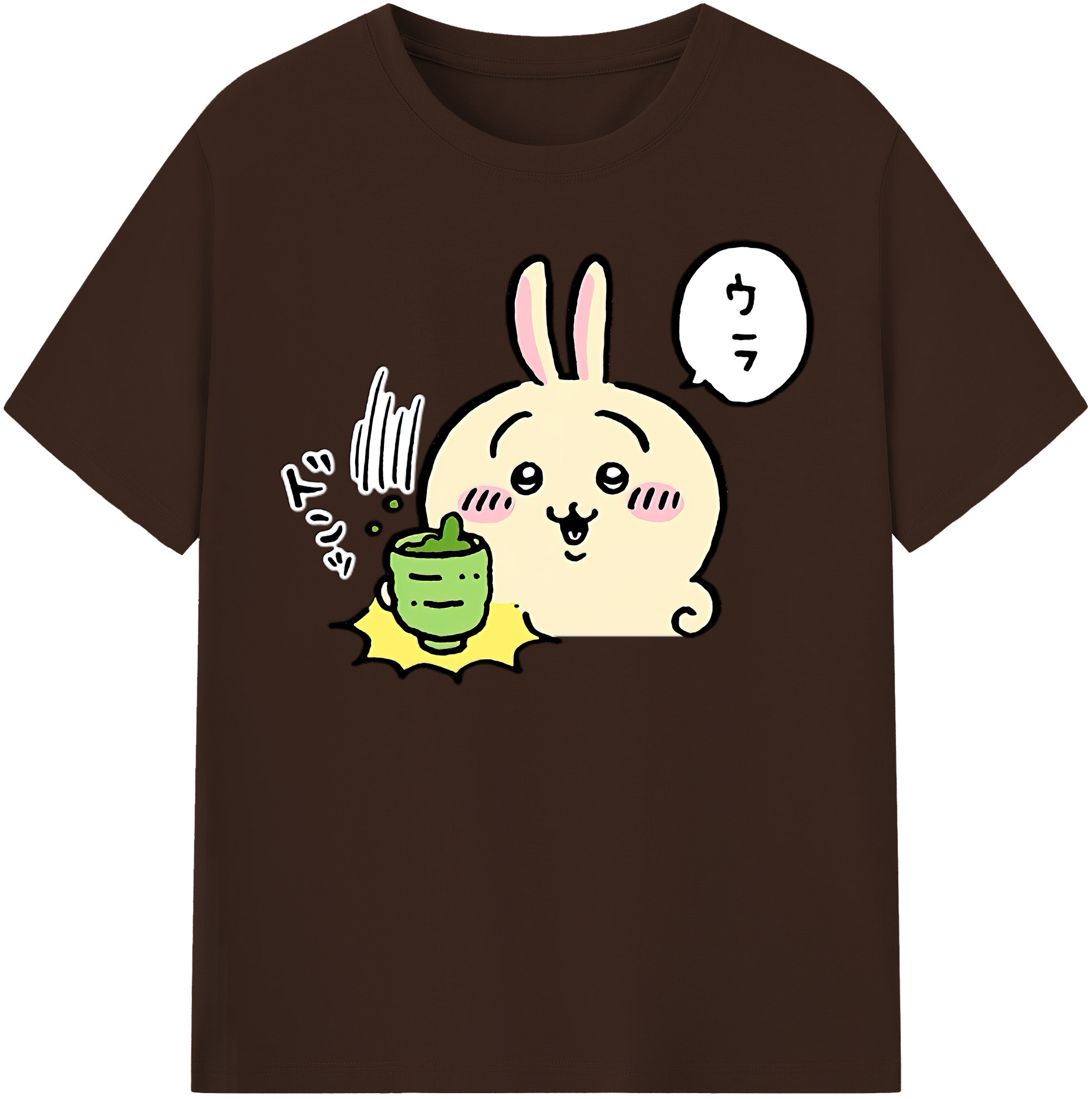 （画像用） ちいかわ うさぎ Chii-kawa usagi 綿100％半袖Tシャツ（フロントプリント）