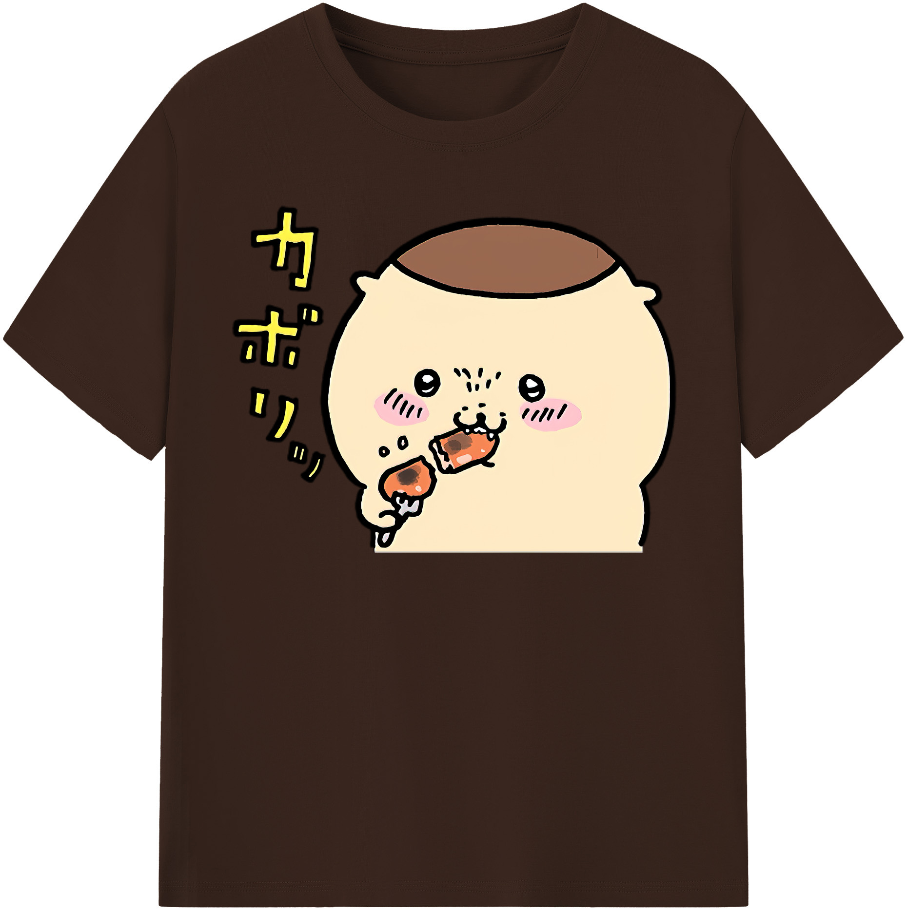 （画像用） ちいかわ くりまんじゅう Chii-kawa kuri manjū 綿100％半袖Tシャツ（フロントプリント）