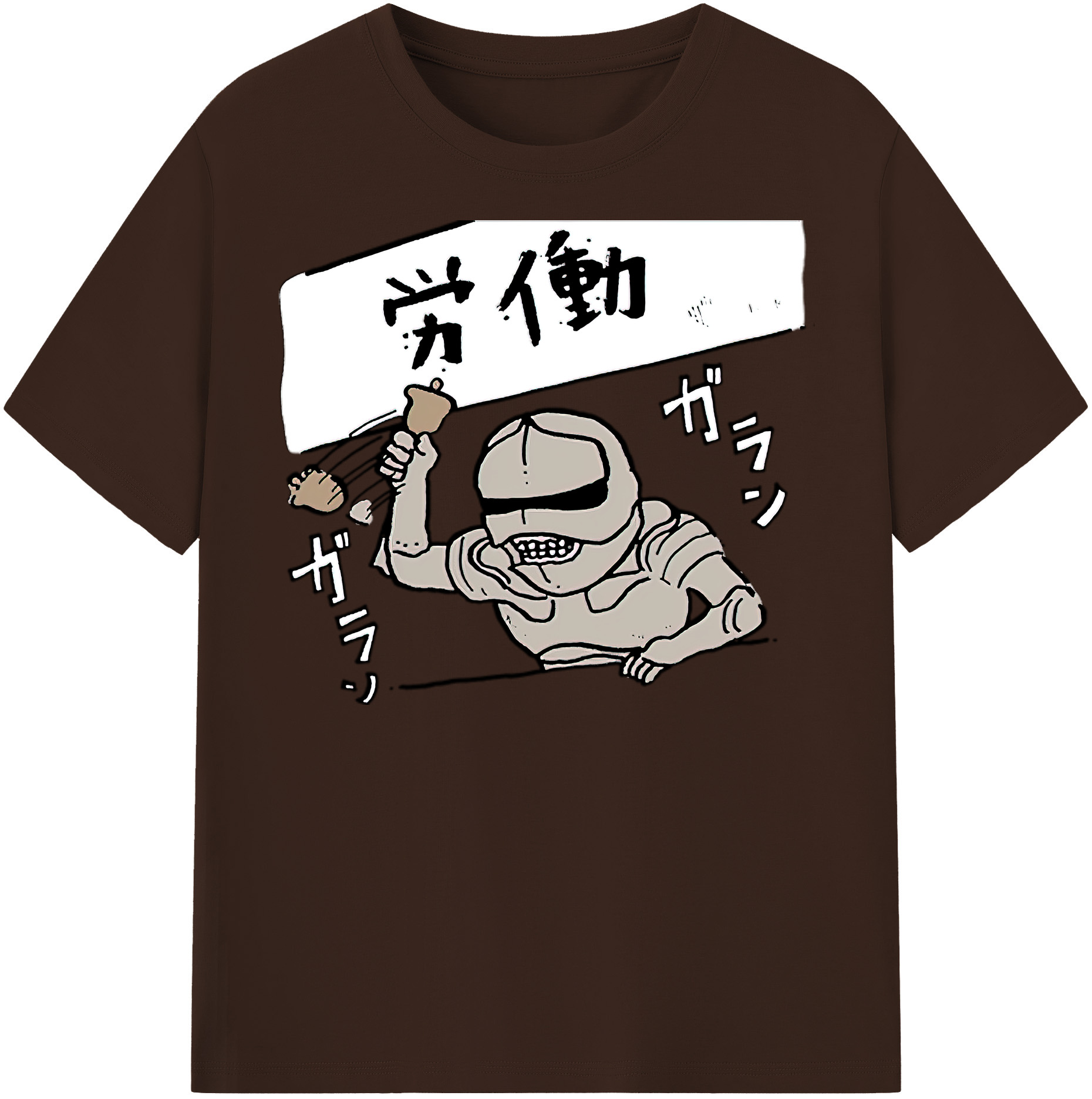 （画像用） ちいかわ 労働の鎧さん Chii-kawa Mr. Armor of Labor 綿100％半袖Tシャツ（フロントプリント）