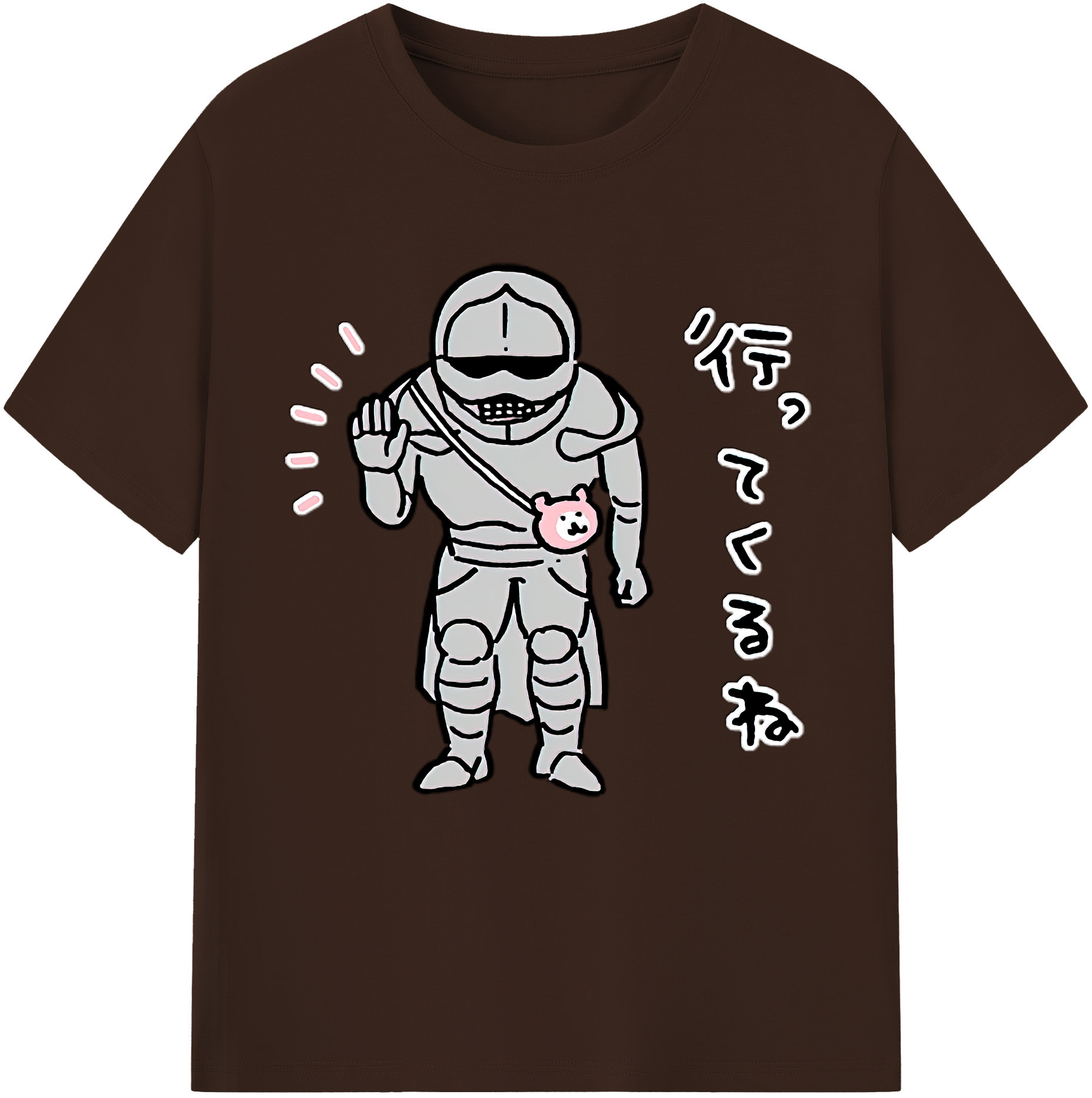 （画像用） ちいかわ 労働の鎧さん Chii-kawa Mr. Armor of Labor 綿100％半袖Tシャツ（フロントプリント）