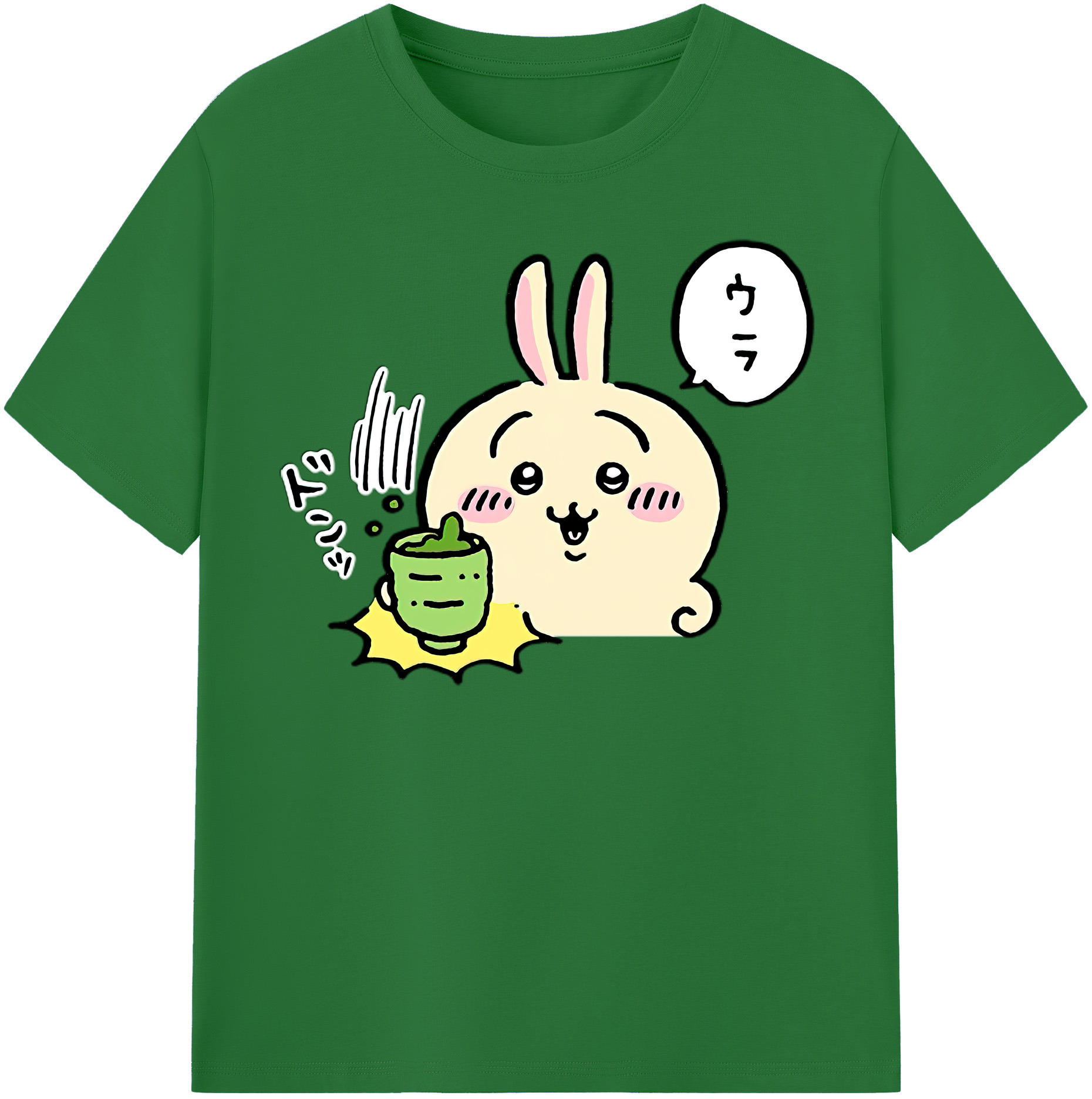 （画像用） ちいかわ うさぎ Chii-kawa usagi 綿100％半袖Tシャツ（フロントプリント）