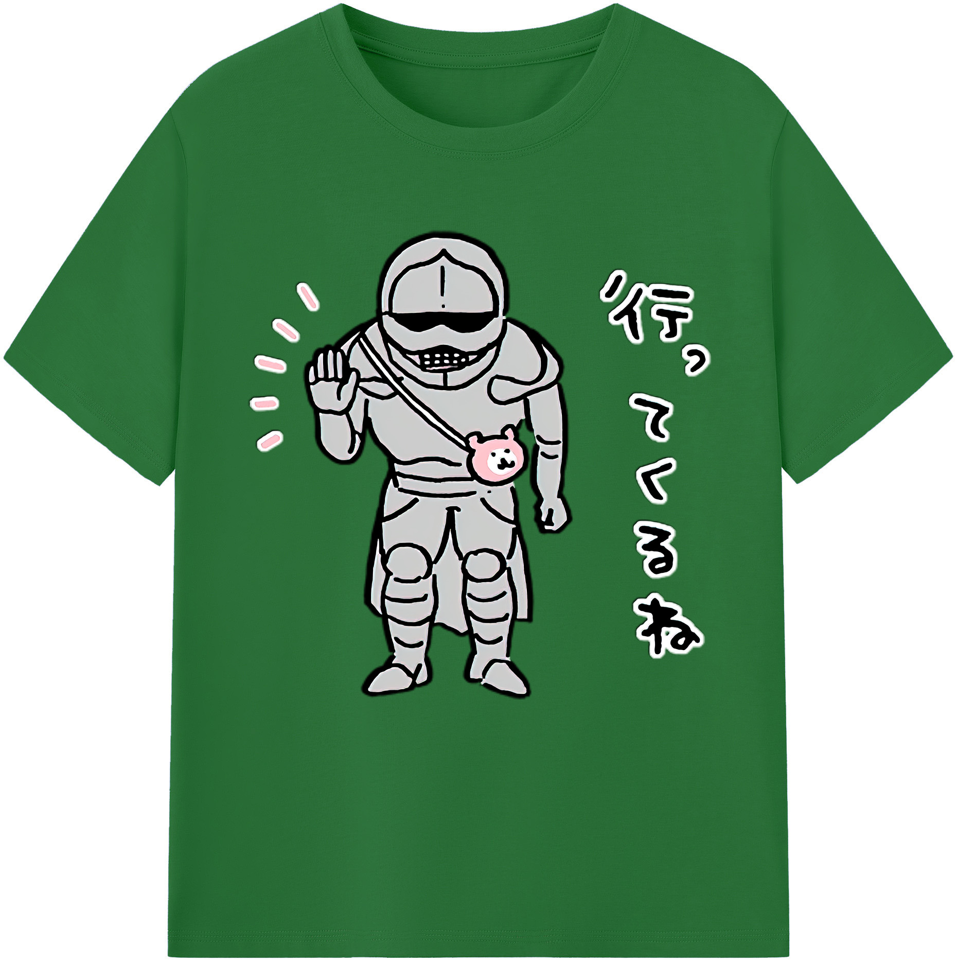（画像用） ちいかわ 労働の鎧さん Chii-kawa Mr. Armor of Labor 綿100％半袖Tシャツ（フロントプリント）