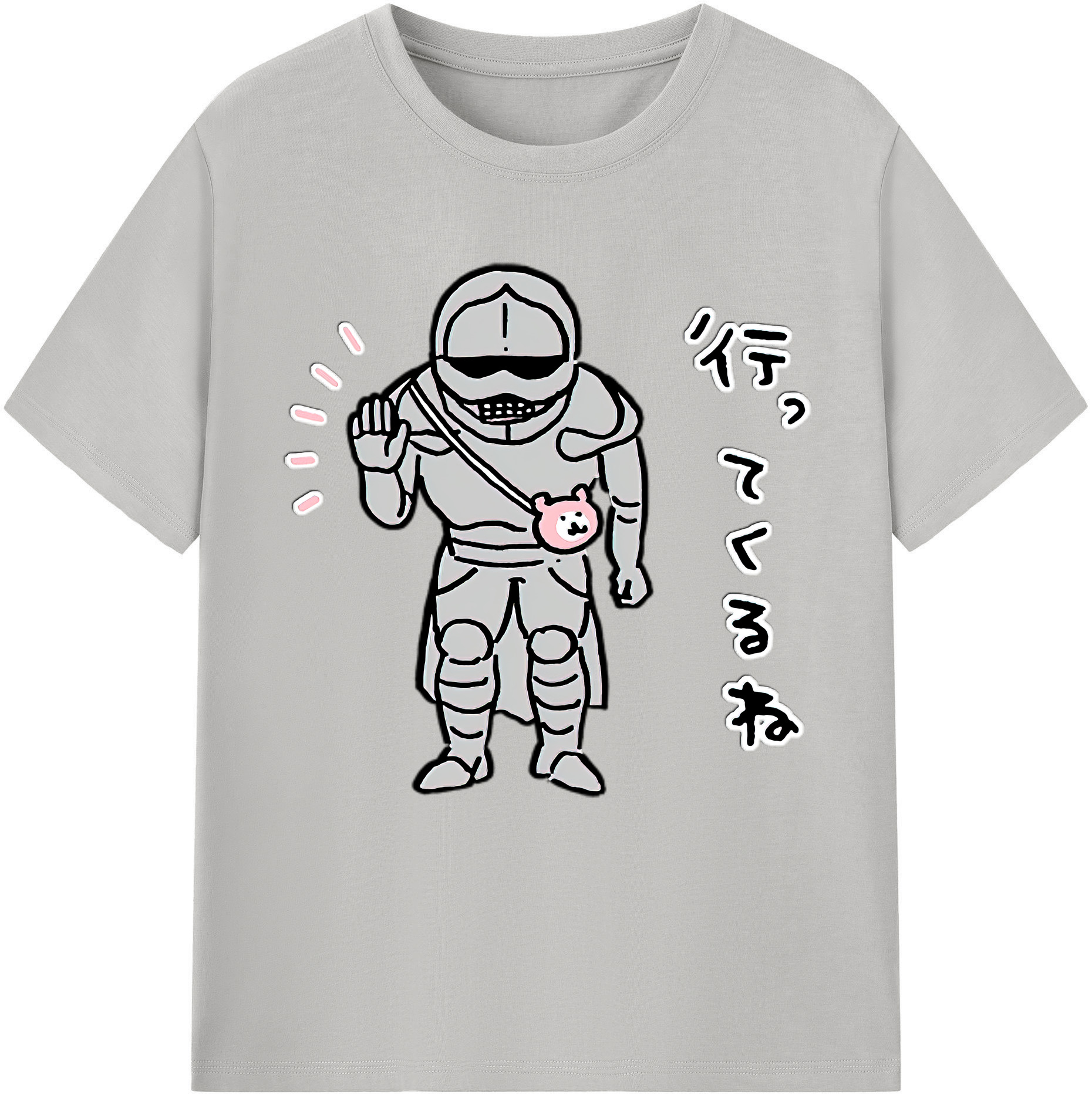 （画像用） ちいかわ 労働の鎧さん Chii-kawa Mr. Armor of Labor 綿100％半袖Tシャツ（フロントプリント）