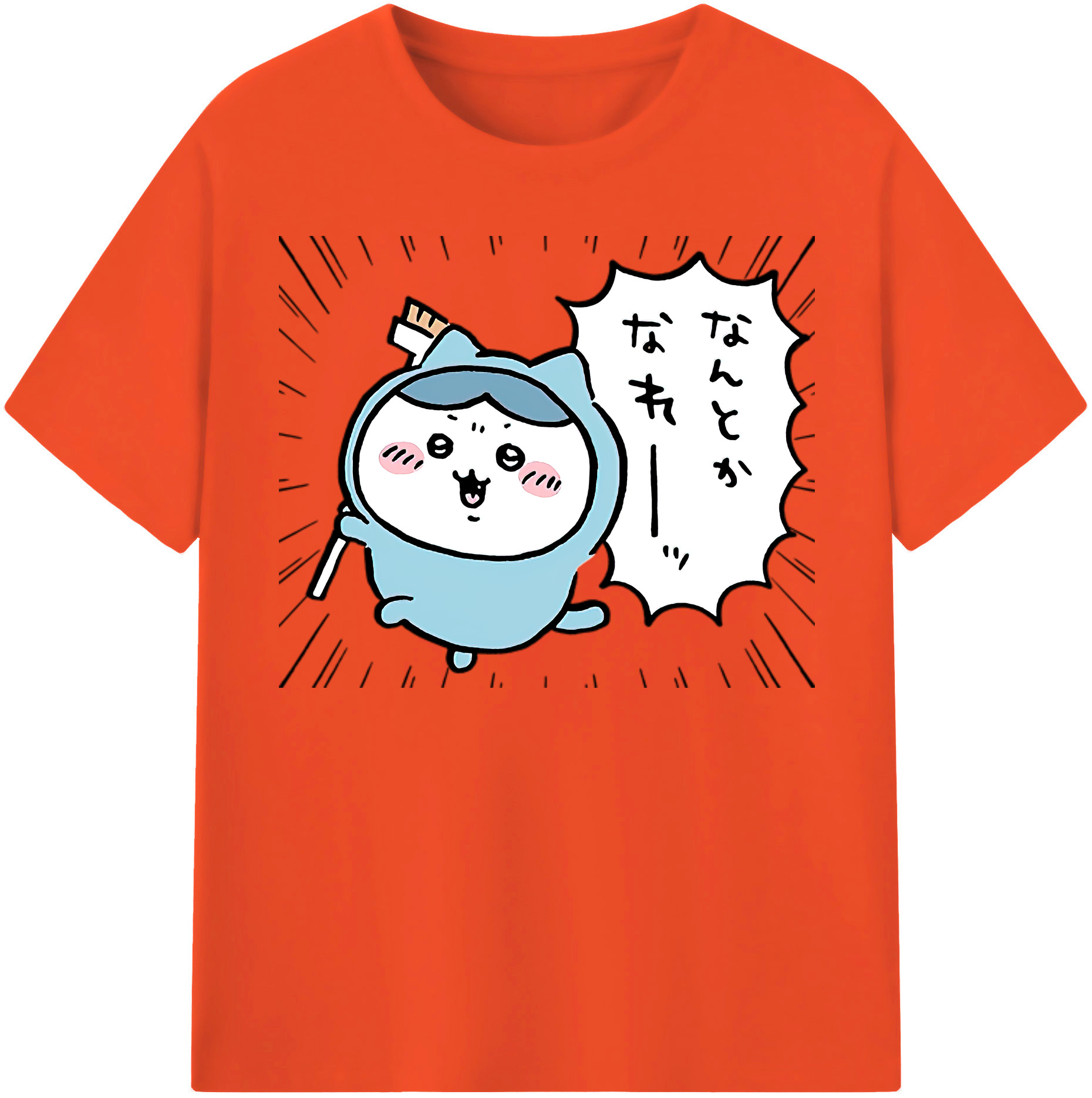 （画像用） ちいかわ ハチワレ Chii-kawa hachiware 綿100％半袖Tシャツ（フロントプリント）