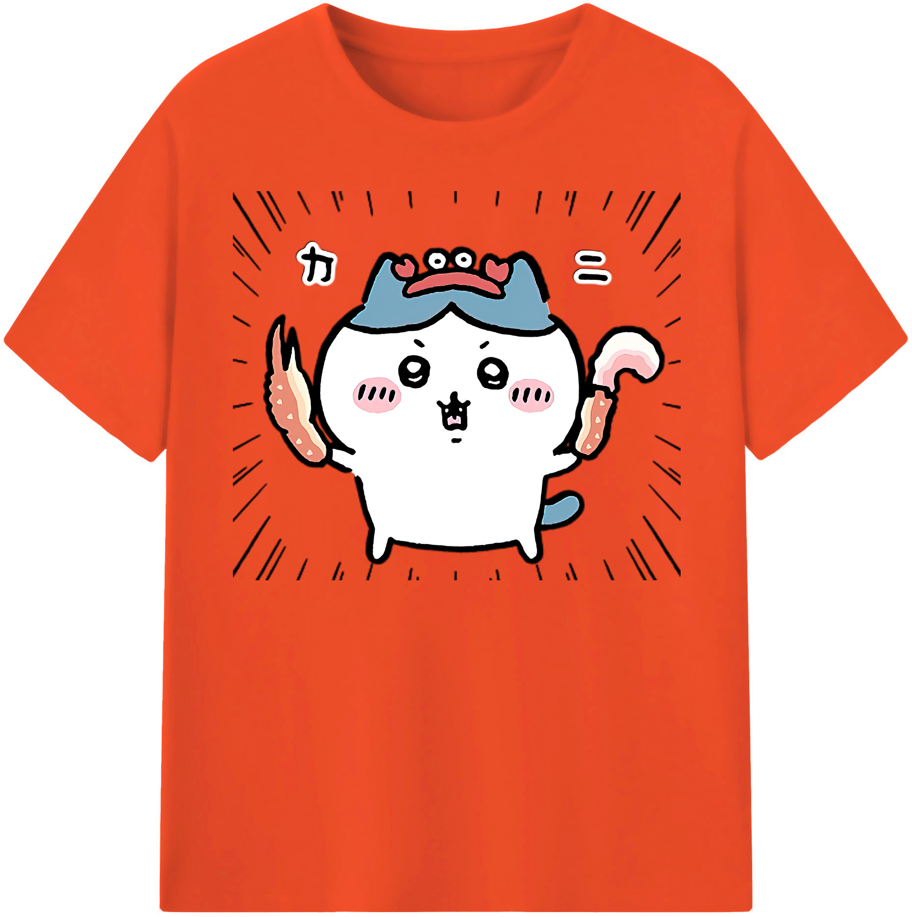 （画像用） ちいかわ ハチワレ Chii-kawa hachiware 綿100％半袖Tシャツ（フロントプリント）