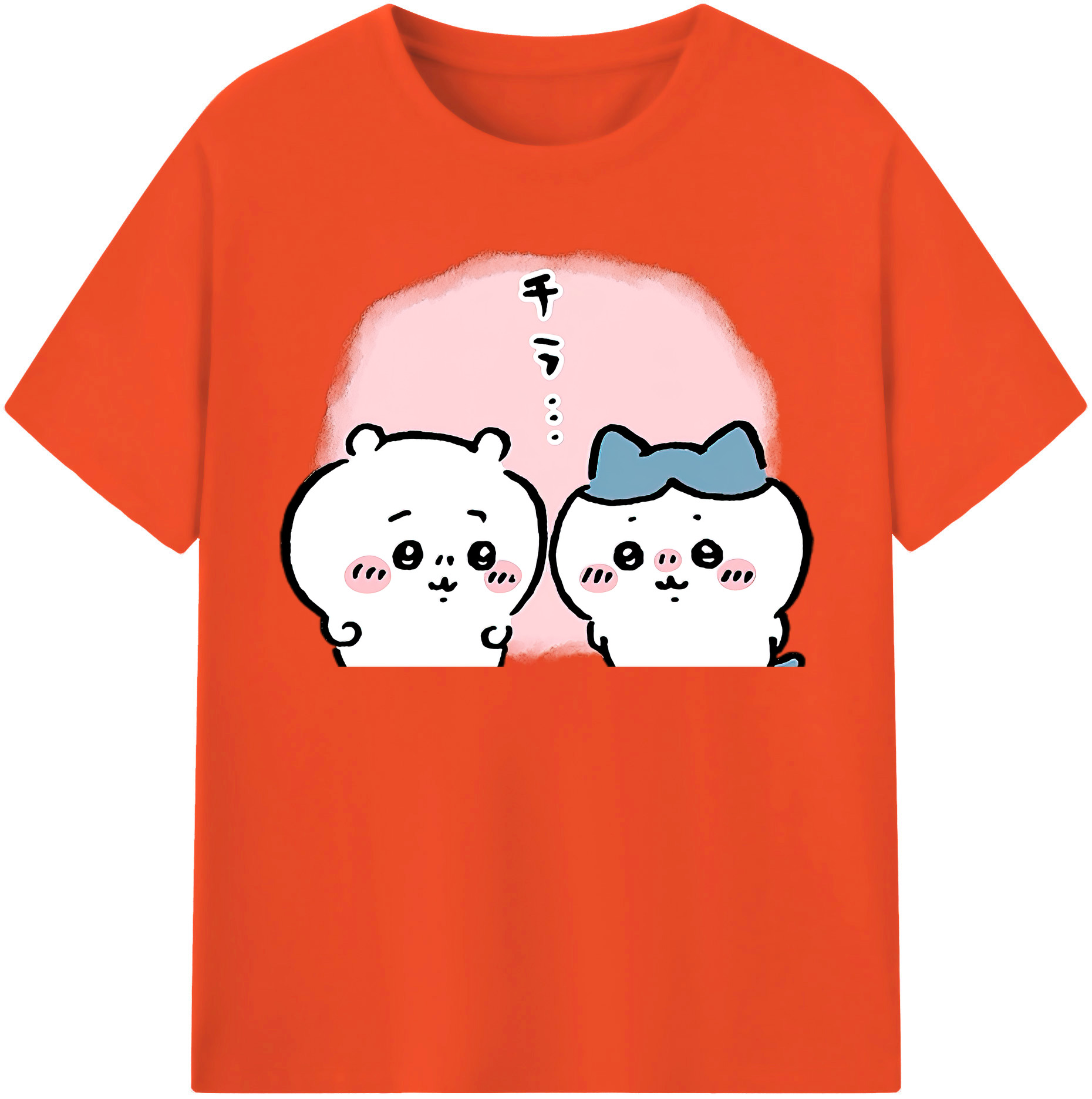 （画像用） ちいかわ ハチワレ Chii-kawa hachiware 綿100％半袖Tシャツ（フロントプリント）