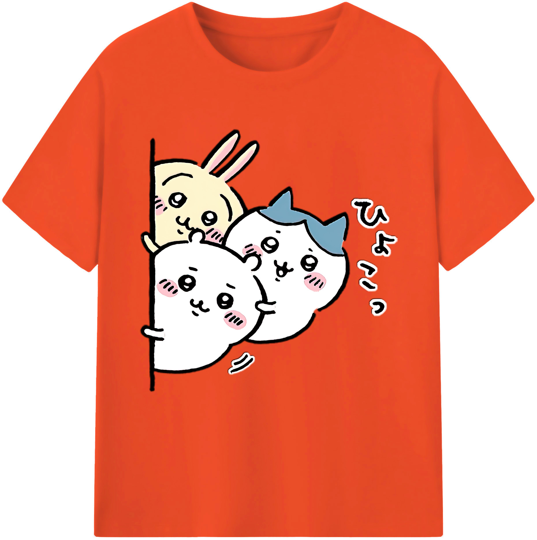 （画像用） ちいかわ うさぎ Chii-kawa usagi 綿100％半袖Tシャツ（フロントプリント）