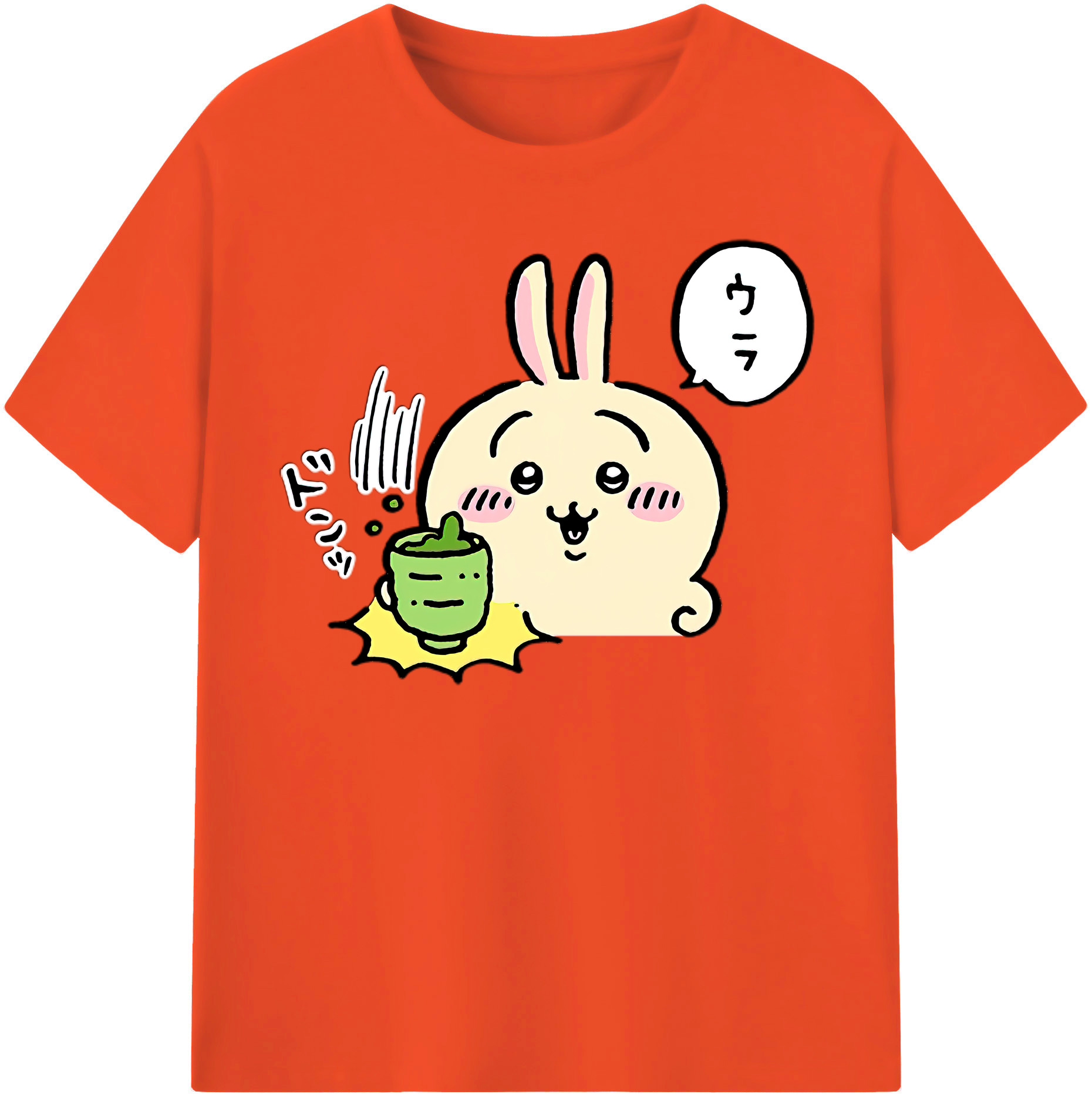 （画像用） ちいかわ うさぎ Chii-kawa usagi 綿100％半袖Tシャツ（フロントプリント）