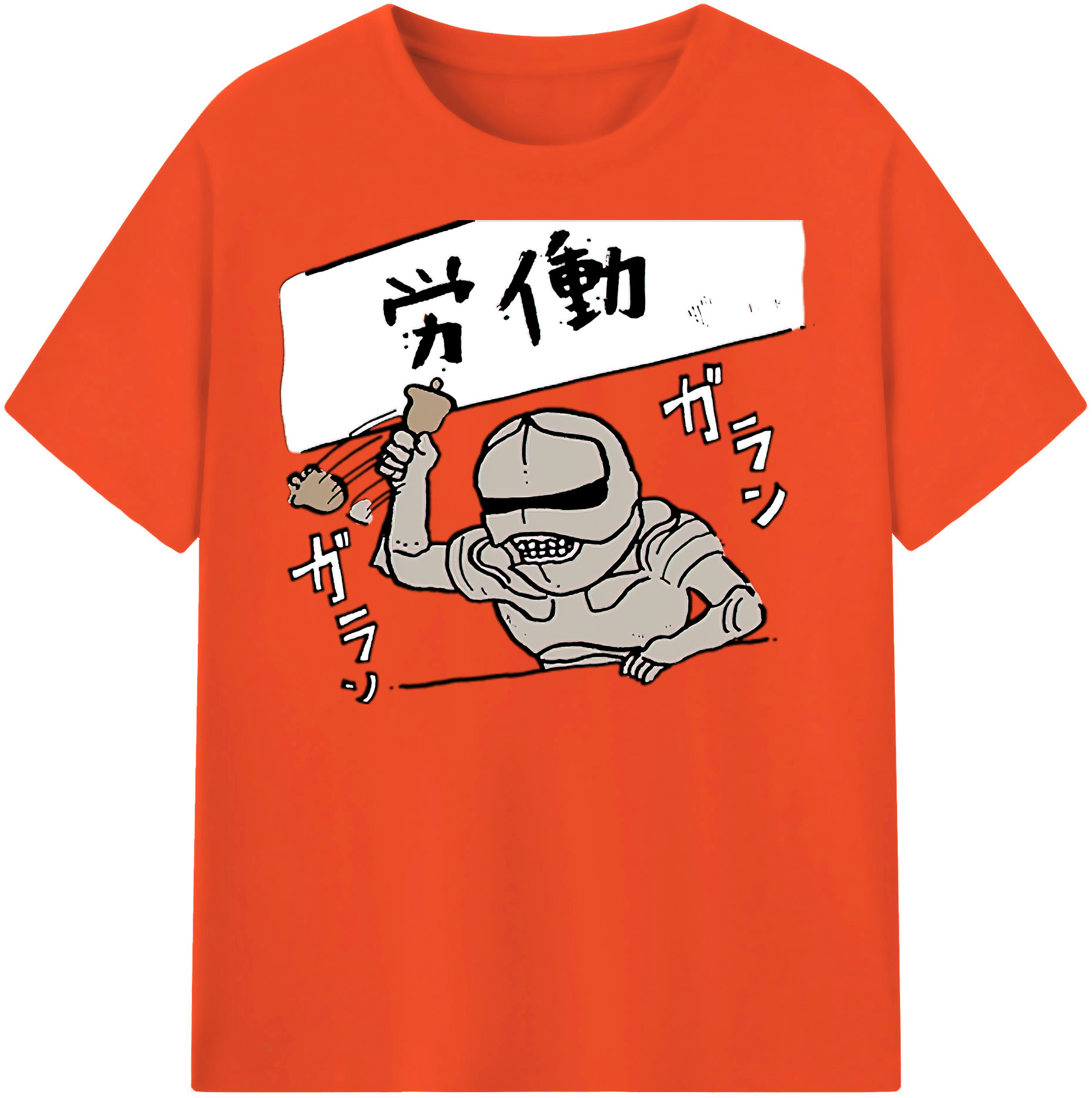 （画像用） ちいかわ 労働の鎧さん Chii-kawa Mr. Armor of Labor 綿100％半袖Tシャツ（フロントプリント）