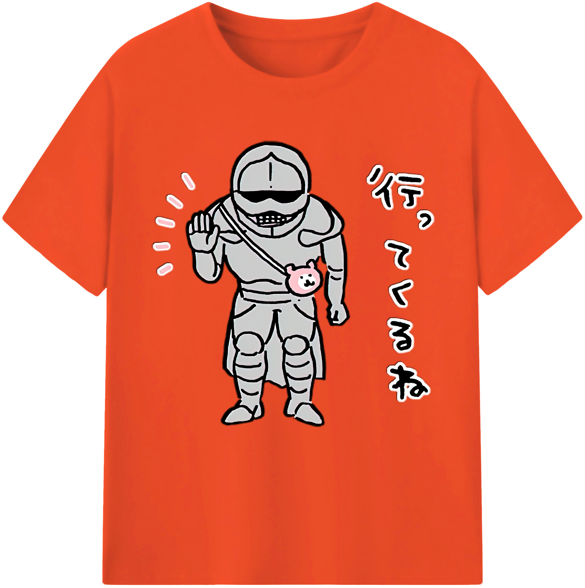 （画像用） ちいかわ 労働の鎧さん Chii-kawa Mr. Armor of Labor 綿100％半袖Tシャツ（フロントプリント）