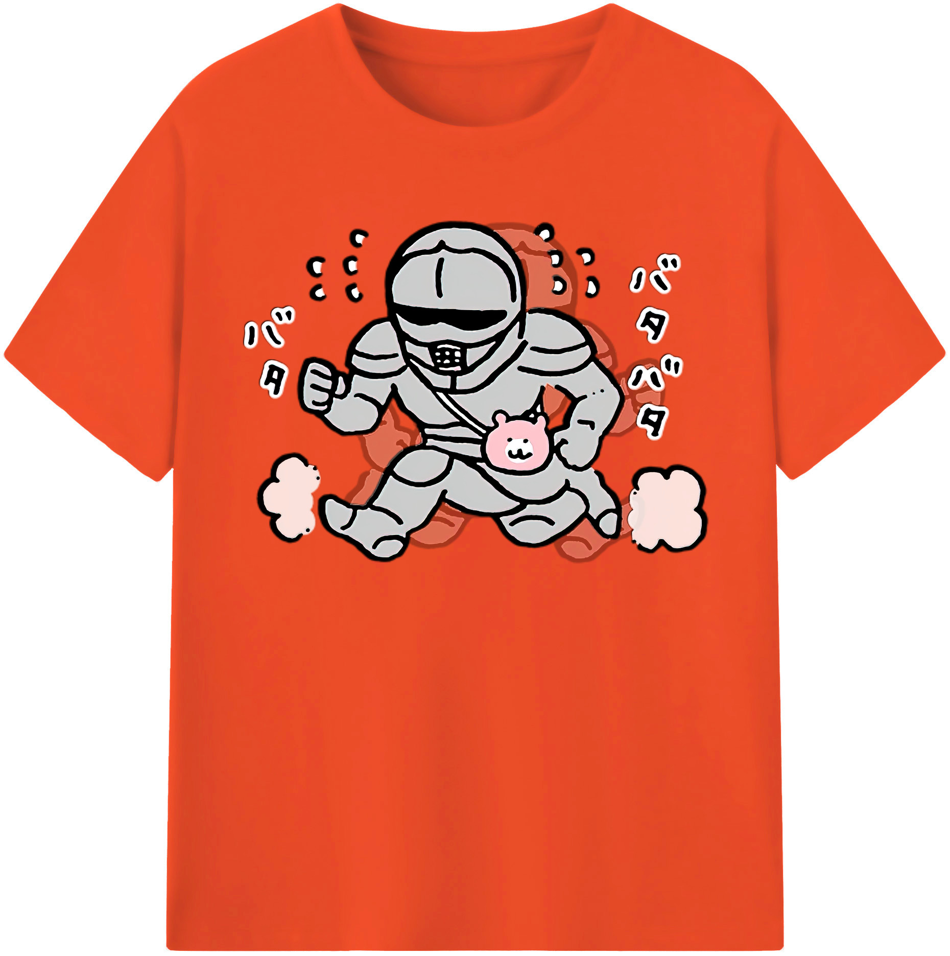 （画像用） ちいかわ 労働の鎧さん Chii-kawa Mr. Armor of Labor 綿100％半袖Tシャツ（フロントプリント）