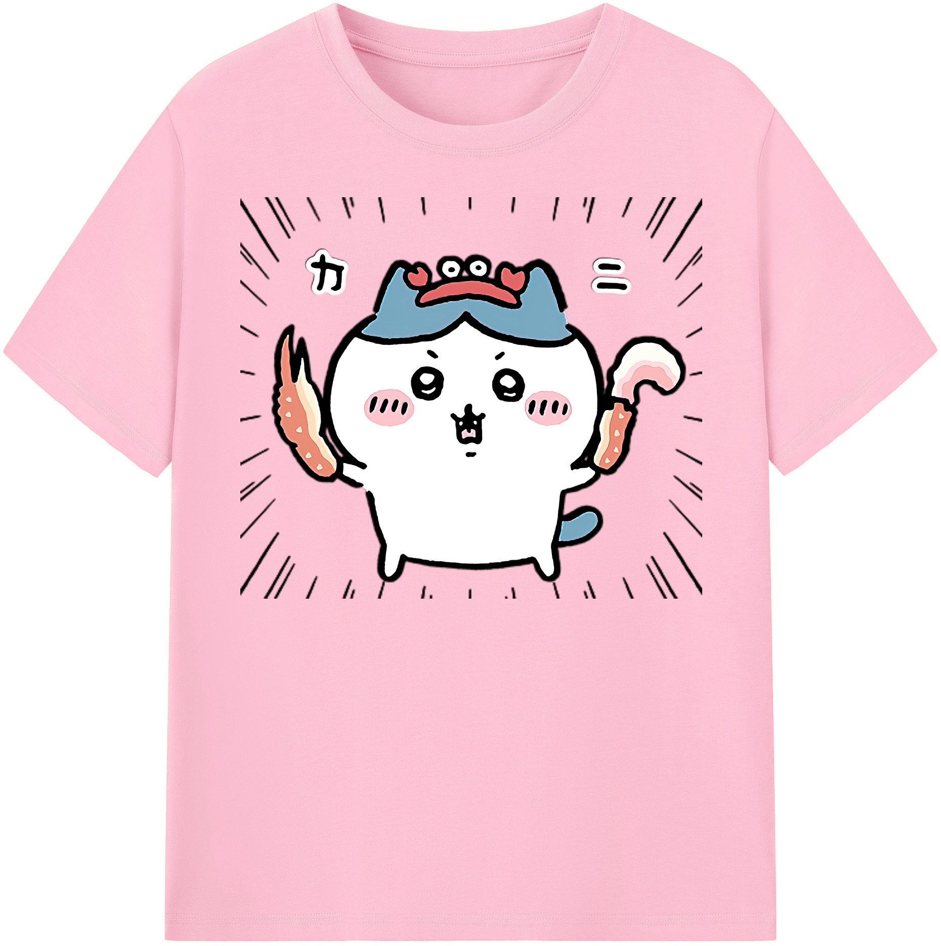 （画像用） ちいかわ ハチワレ Chii-kawa hachiware 綿100％半袖Tシャツ（フロントプリント）