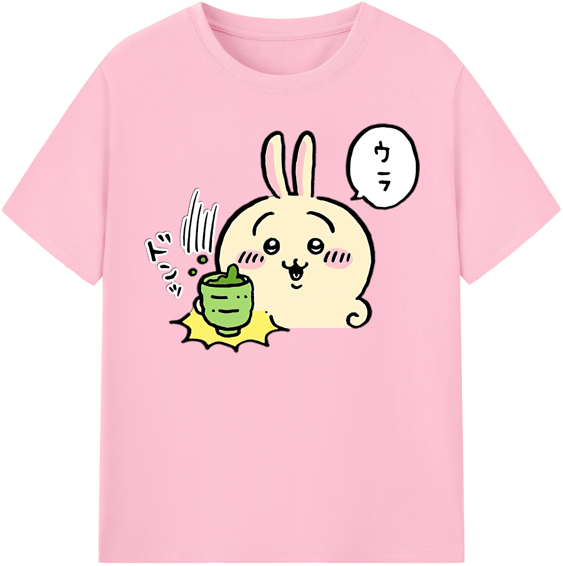 （画像用） ちいかわ うさぎ Chii-kawa usagi 綿100％半袖Tシャツ（フロントプリント）