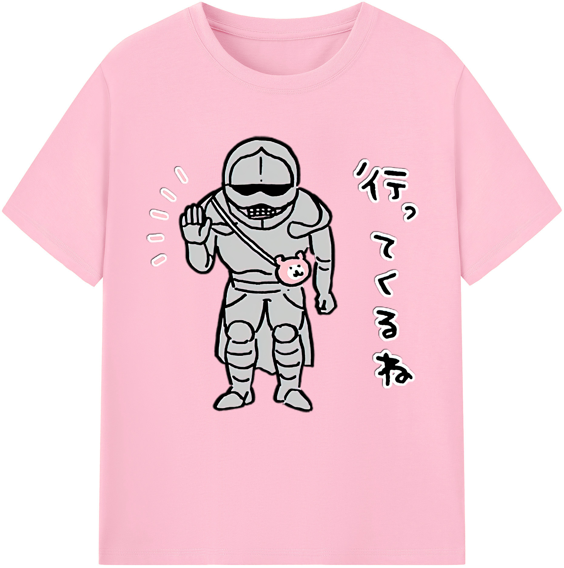 （画像用） ちいかわ 労働の鎧さん Chii-kawa Mr. Armor of Labor 綿100％半袖Tシャツ（フロントプリント）