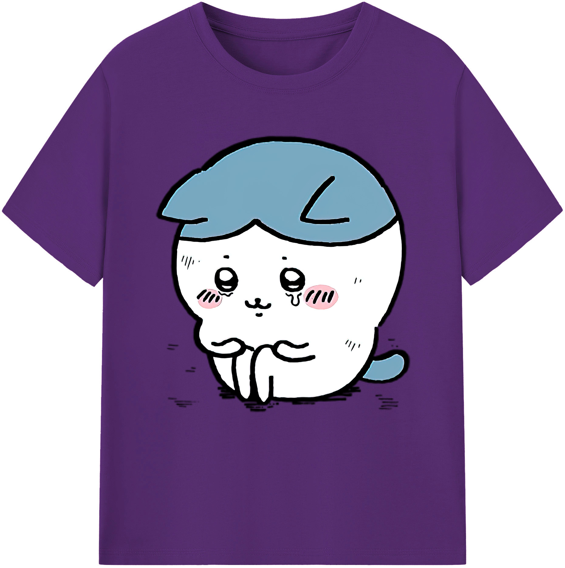 （画像用） ちいかわ ハチワレ Chii-kawa hachiware 綿100％半袖Tシャツ（フロントプリント）