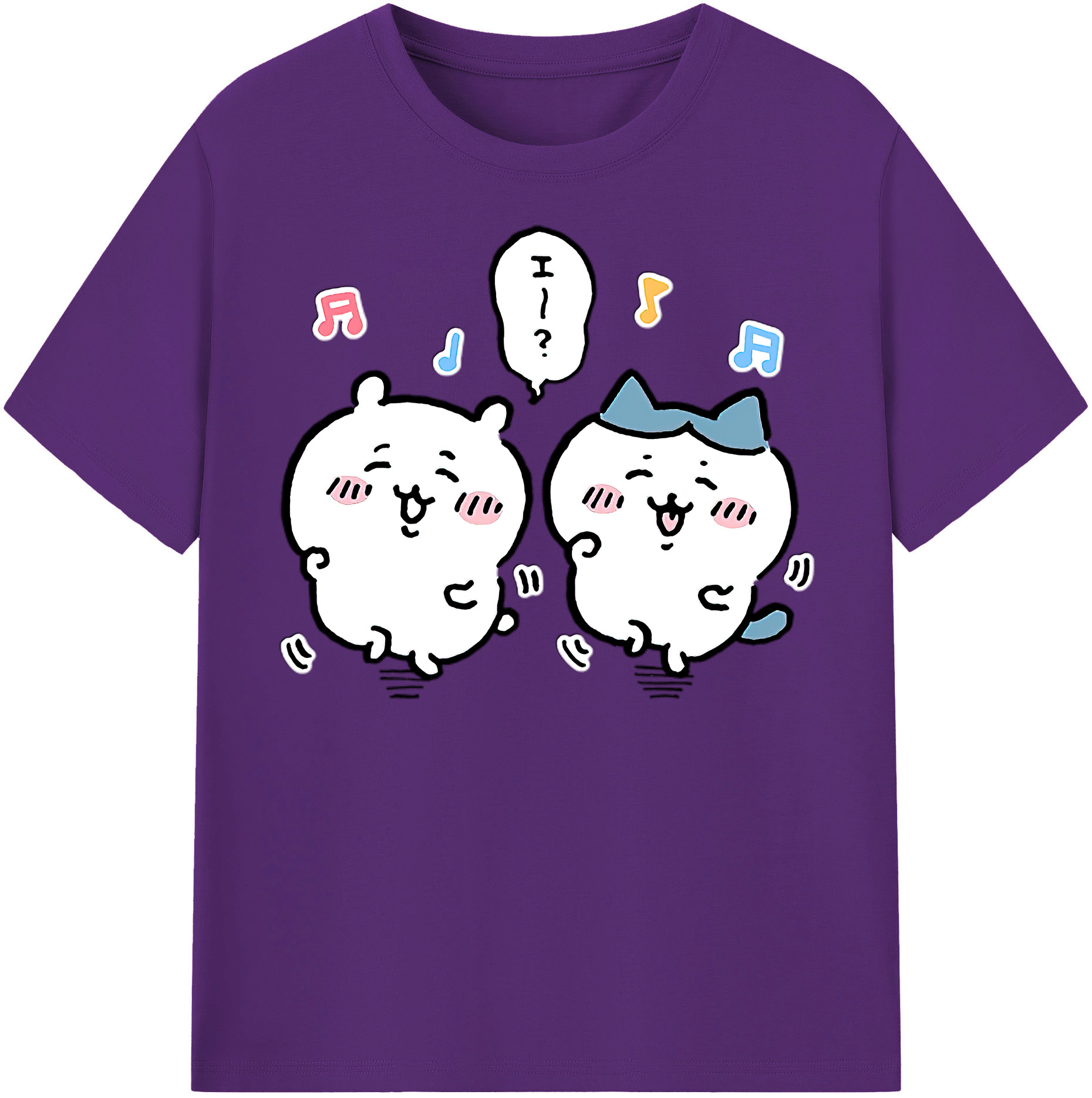 （画像用） ちいかわ ハチワレ Chii-kawa hachiware 綿100％半袖Tシャツ（フロントプリント）
