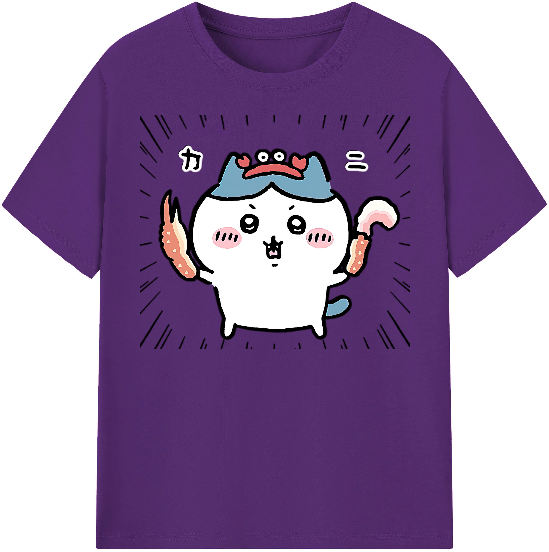 （画像用） ちいかわ ハチワレ Chii-kawa hachiware 綿100％半袖Tシャツ（フロントプリント）