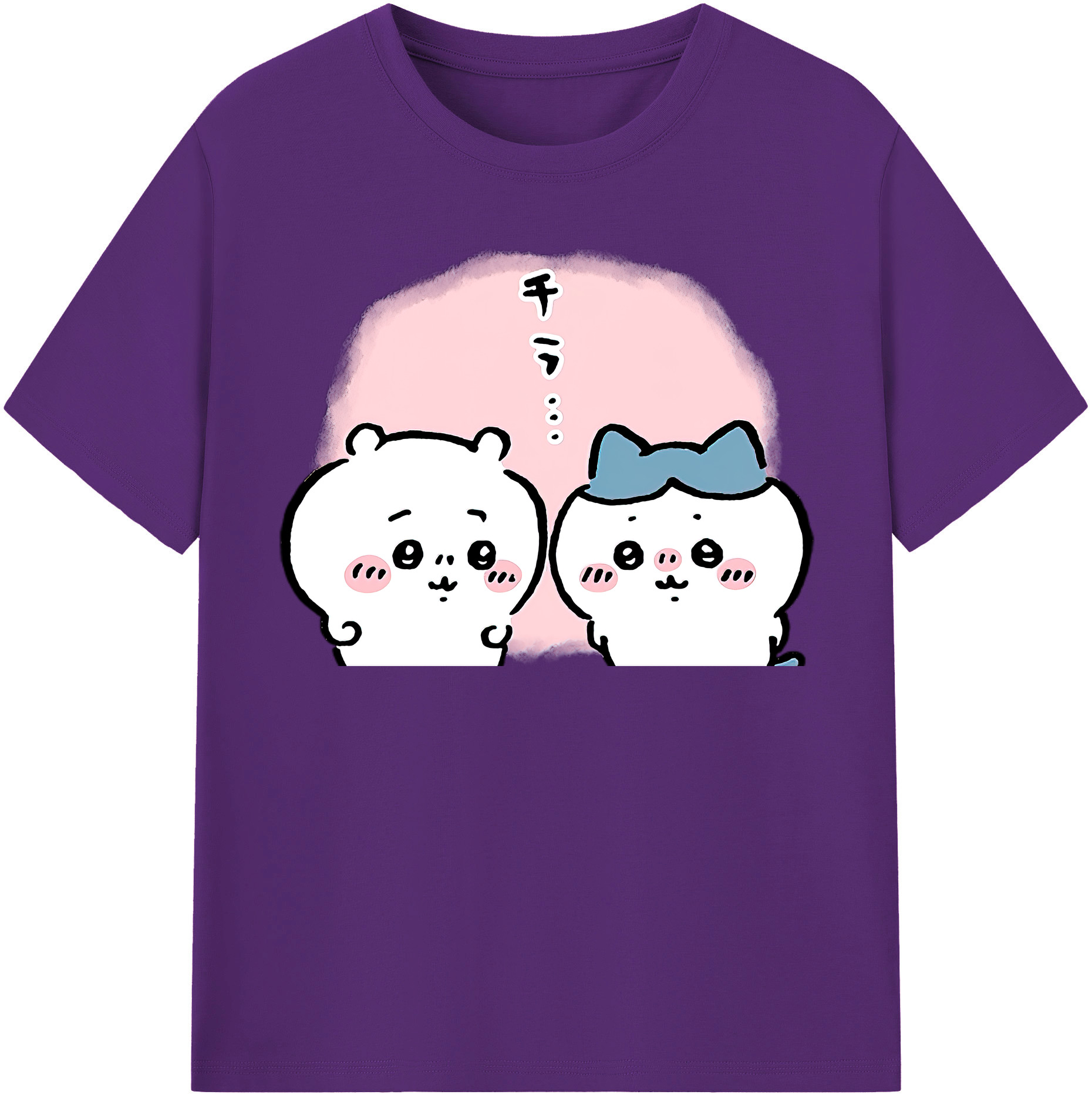 （画像用） ちいかわ ハチワレ Chii-kawa hachiware 綿100％半袖Tシャツ（フロントプリント）