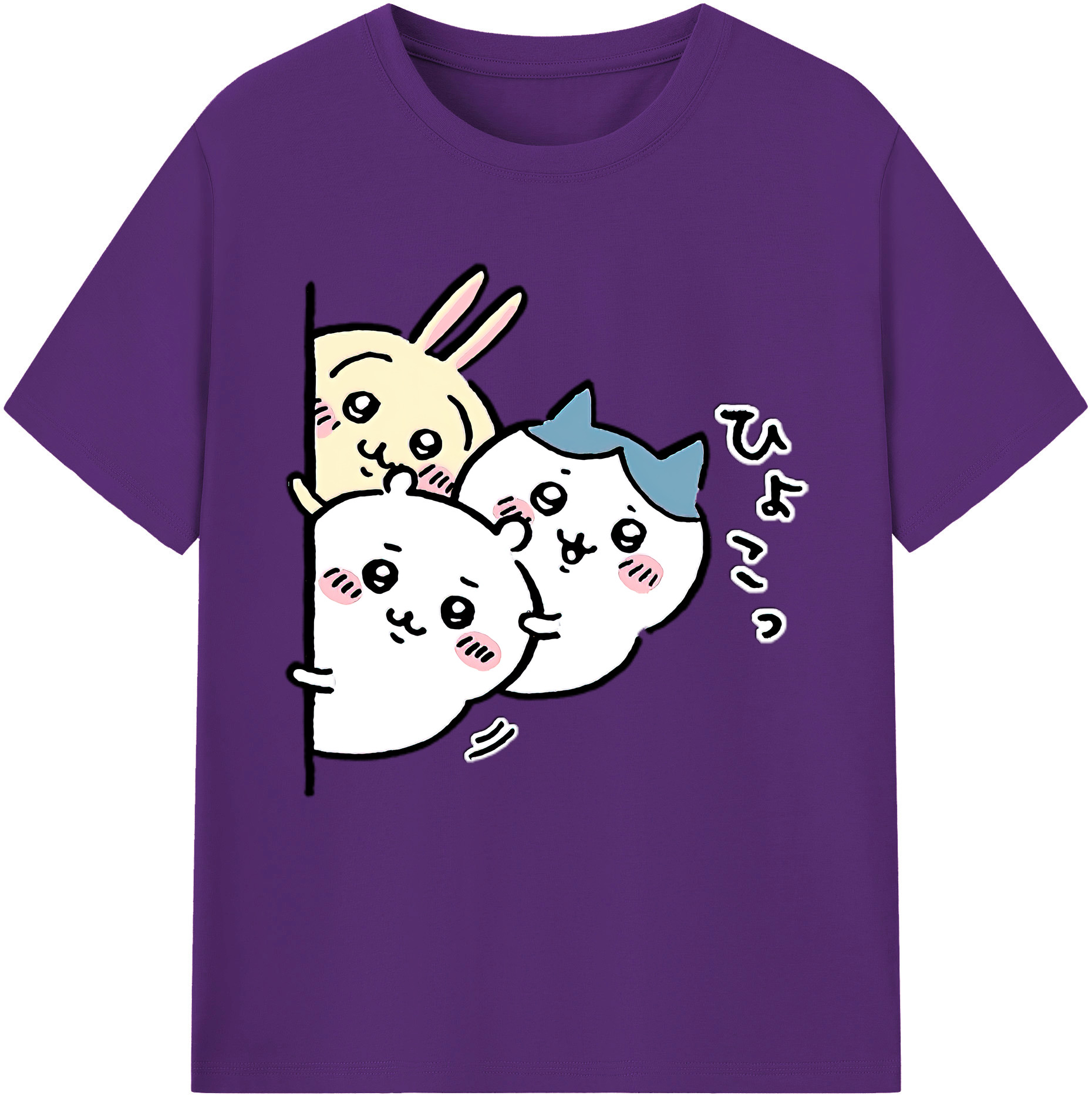 （画像用） ちいかわ うさぎ Chii-kawa usagi 綿100％半袖Tシャツ（フロントプリント）