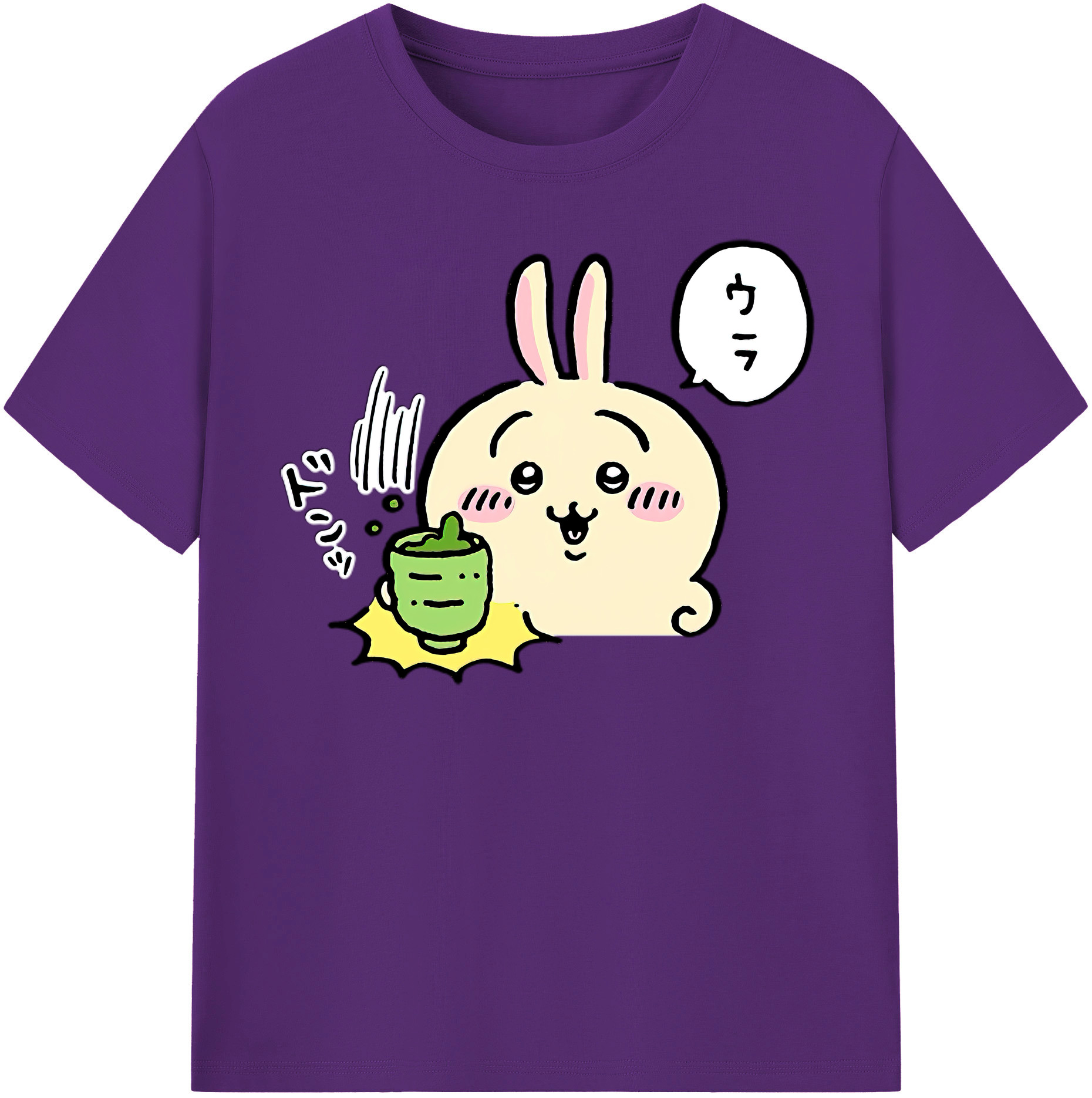 （画像用） ちいかわ うさぎ Chii-kawa usagi 綿100％半袖Tシャツ（フロントプリント）