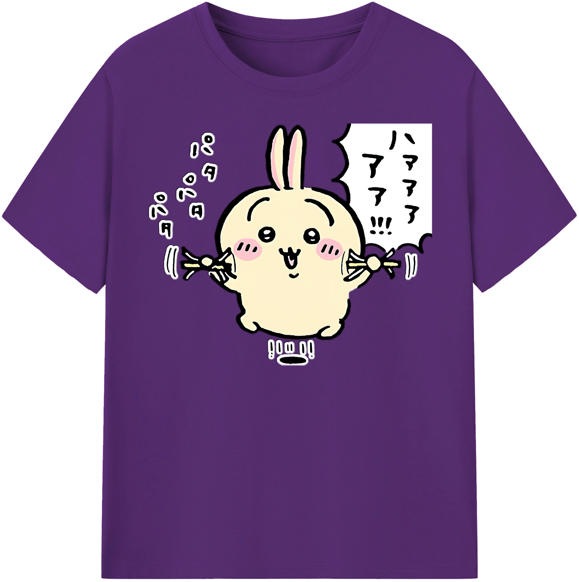 （画像用） ちいかわ うさぎ Chii-kawa usagi 綿100％半袖Tシャツ（フロントプリント）