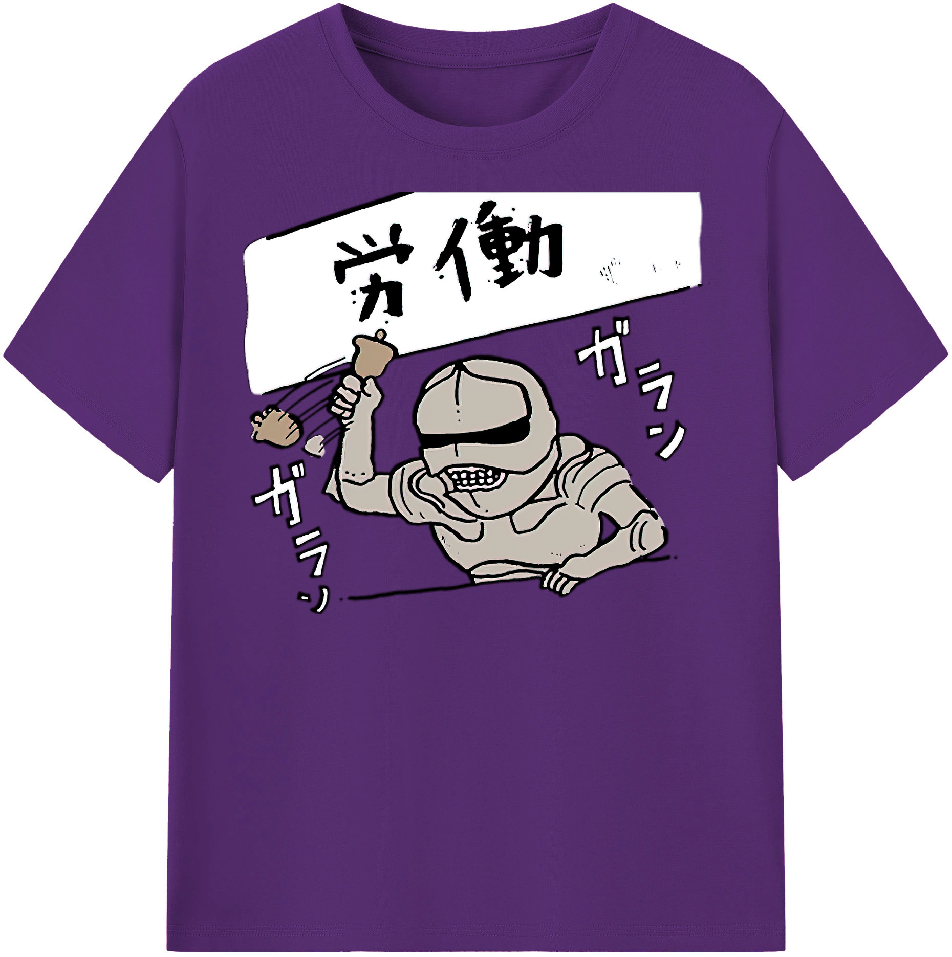 （画像用） ちいかわ 労働の鎧さん Chii-kawa Mr. Armor of Labor 綿100％半袖Tシャツ（フロントプリント）