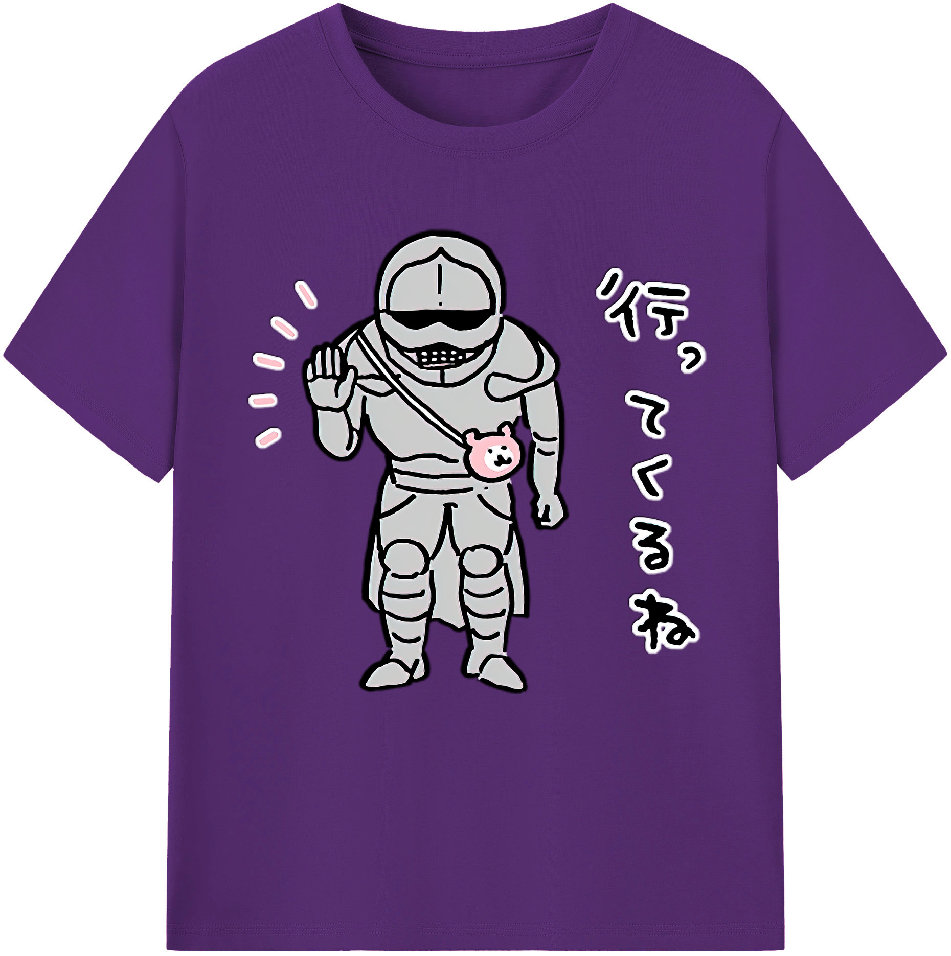 （画像用） ちいかわ 労働の鎧さん Chii-kawa Mr. Armor of Labor 綿100％半袖Tシャツ（フロントプリント）