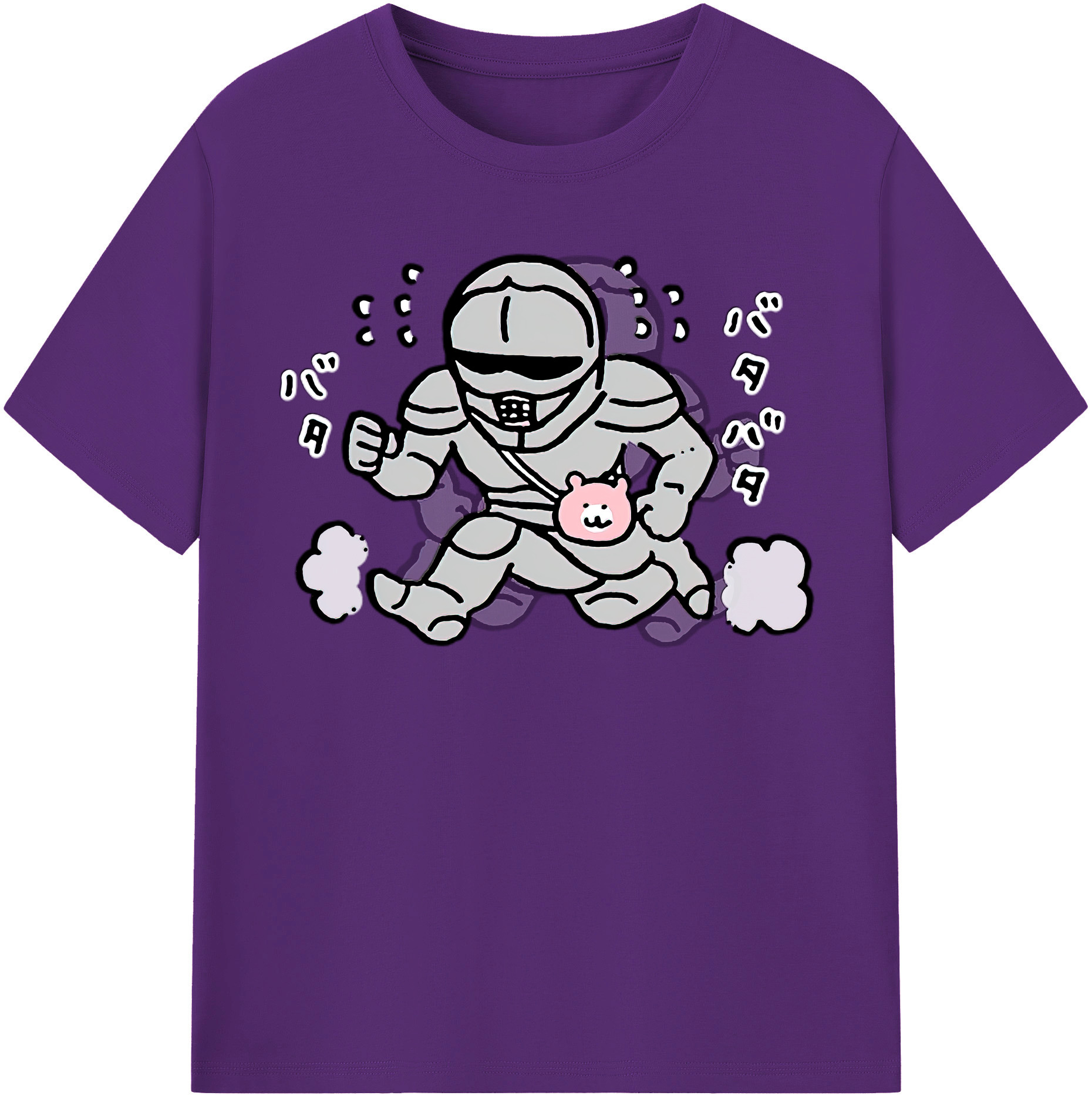 （画像用） ちいかわ 労働の鎧さん Chii-kawa Mr. Armor of Labor 綿100％半袖Tシャツ（フロントプリント）