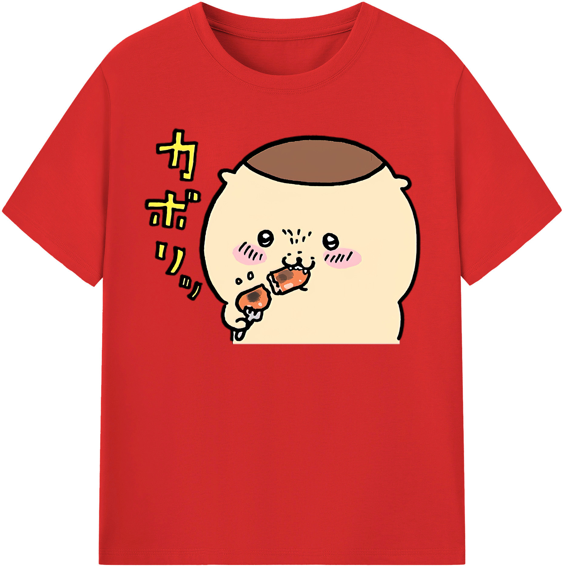 （画像用） ちいかわ くりまんじゅう Chii-kawa kuri manjū 綿100％半袖Tシャツ（フロントプリント）
