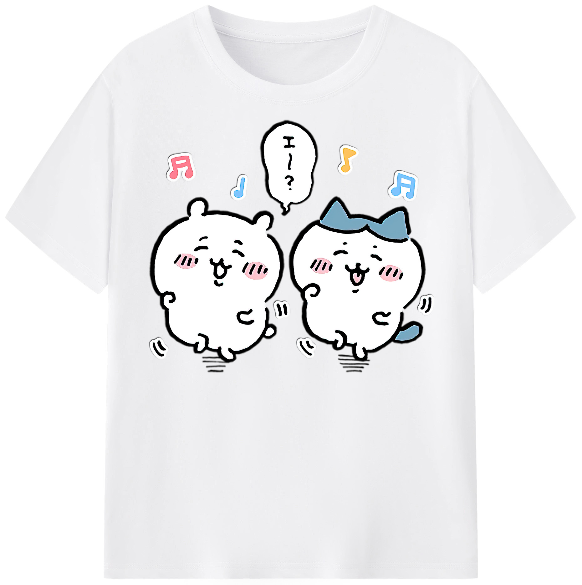 （画像用） ちいかわ ハチワレ Chii-kawa hachiware 綿100％半袖Tシャツ（フロントプリント）