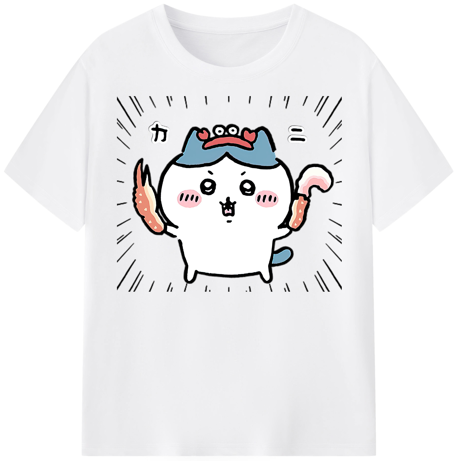 （画像用） ちいかわ ハチワレ Chii-kawa hachiware 綿100％半袖Tシャツ（フロントプリント）
