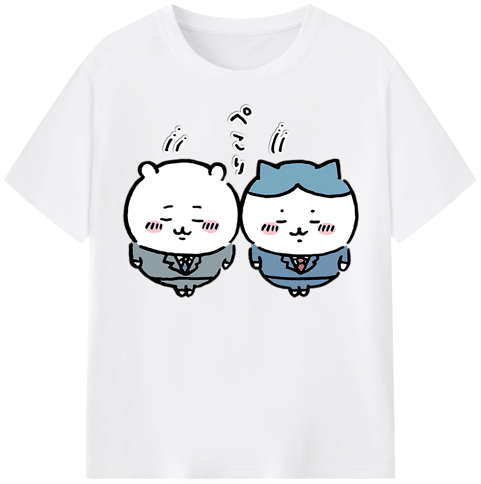 （画像用） ちいかわ ハチワレ Chii-kawa hachiware 綿100％半袖Tシャツ（フロントプリント）