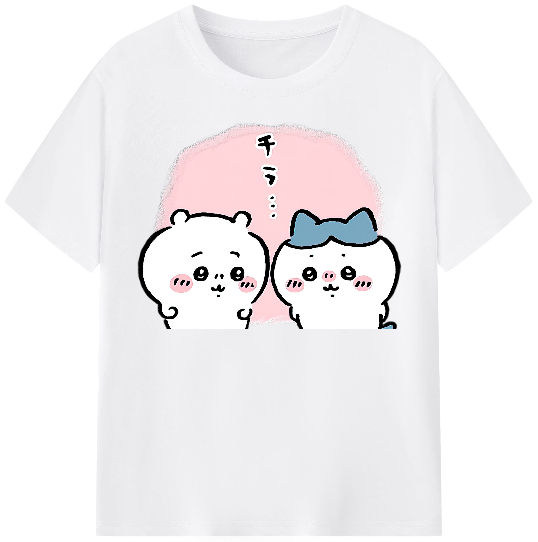 （画像用） ちいかわ ハチワレ Chii-kawa hachiware 綿100％半袖Tシャツ（フロントプリント）