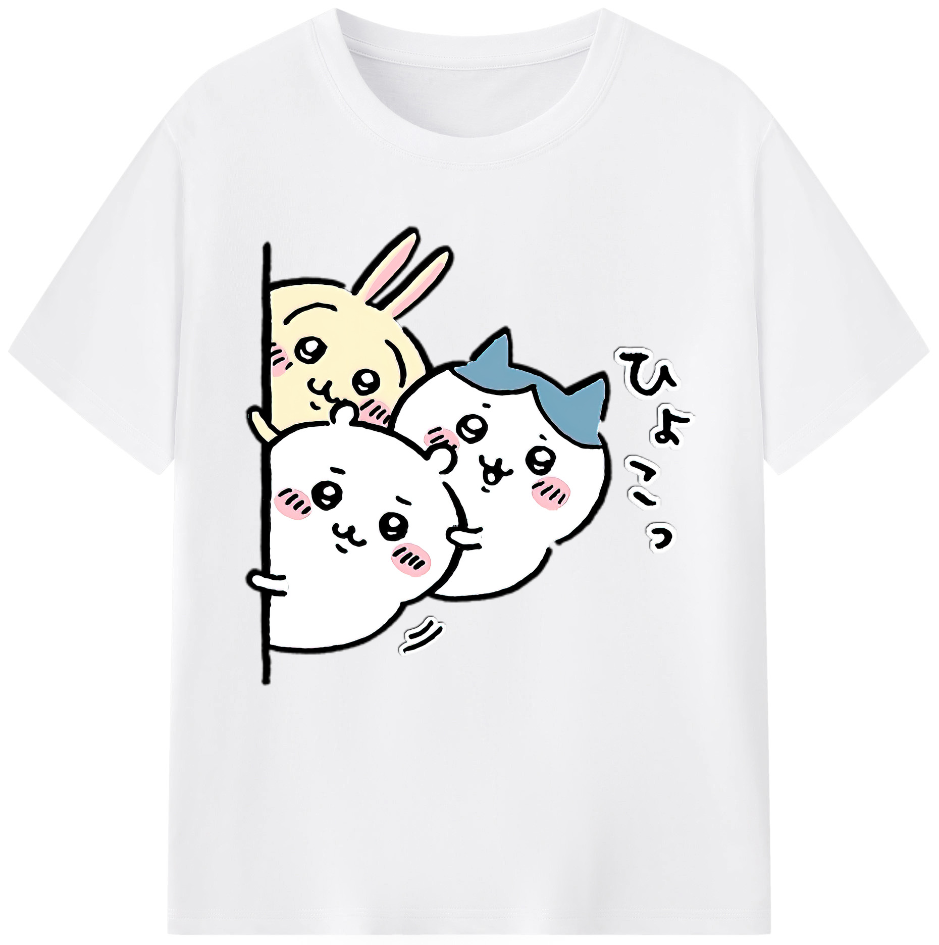 （画像用） ちいかわ うさぎ Chii-kawa usagi 綿100％半袖Tシャツ（フロントプリント）