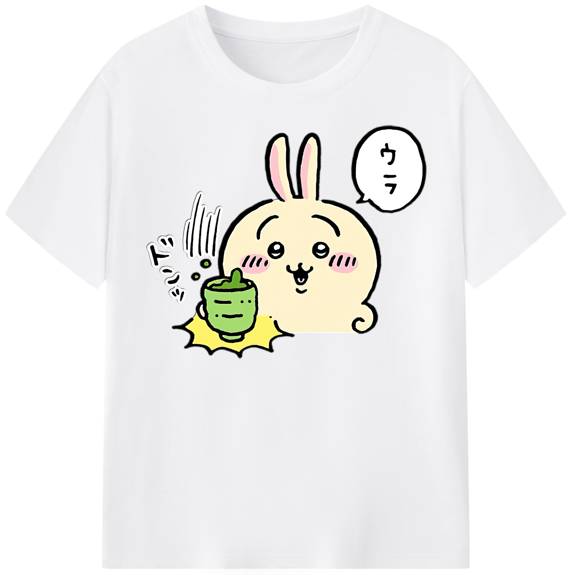 （画像用） ちいかわ うさぎ Chii-kawa usagi 綿100％半袖Tシャツ（フロントプリント）