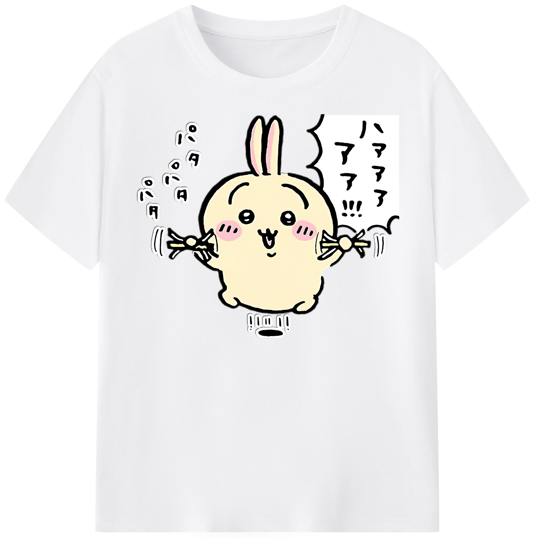 （画像用） ちいかわ うさぎ Chii-kawa usagi 綿100％半袖Tシャツ（フロントプリント）