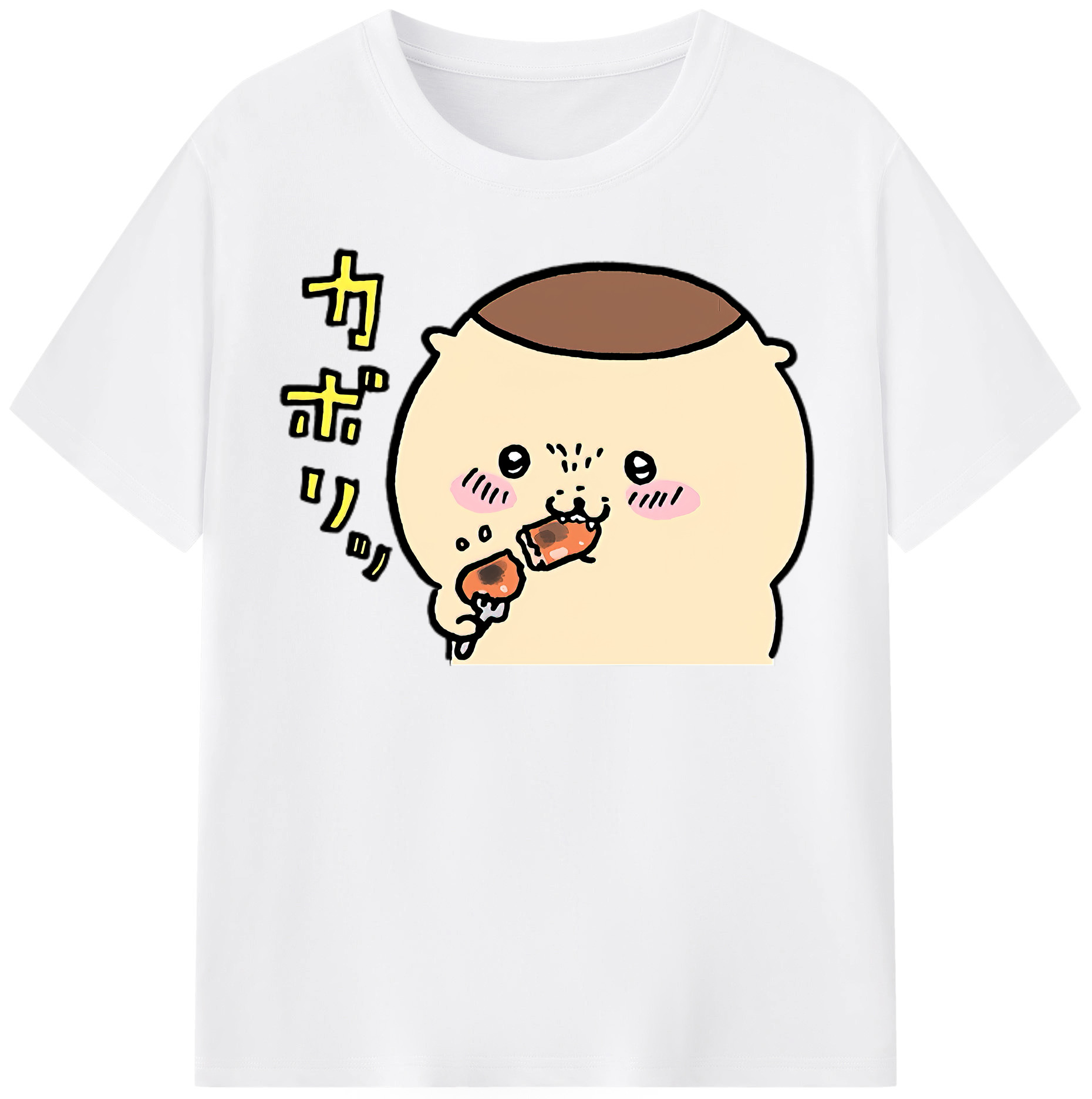 （画像用） ちいかわ くりまんじゅう Chii-kawa kuri manjū 綿100％半袖Tシャツ（フロントプリント）