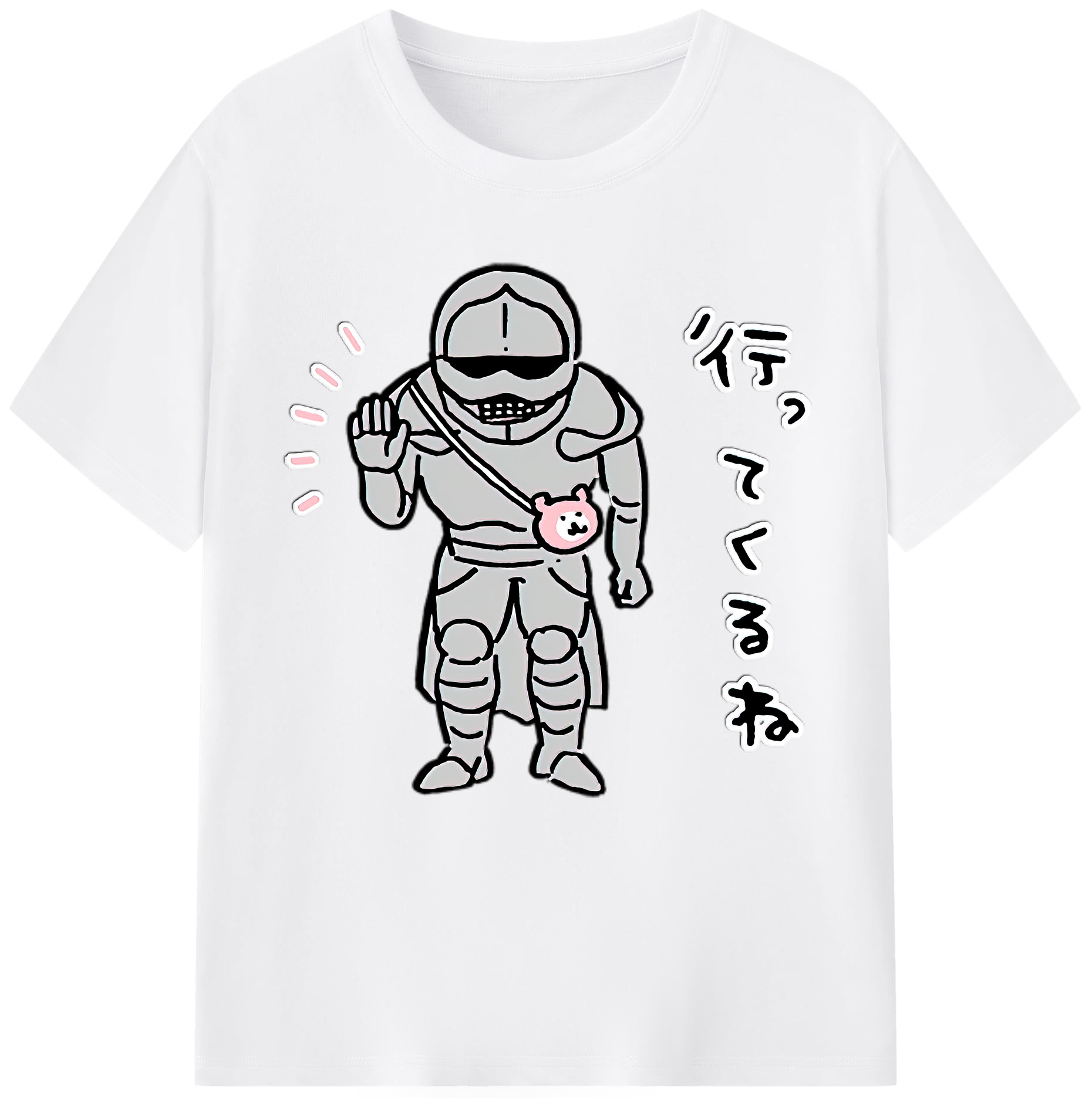 （画像用） ちいかわ 労働の鎧さん Chii-kawa Mr. Armor of Labor 綿100％半袖Tシャツ（フロントプリント）