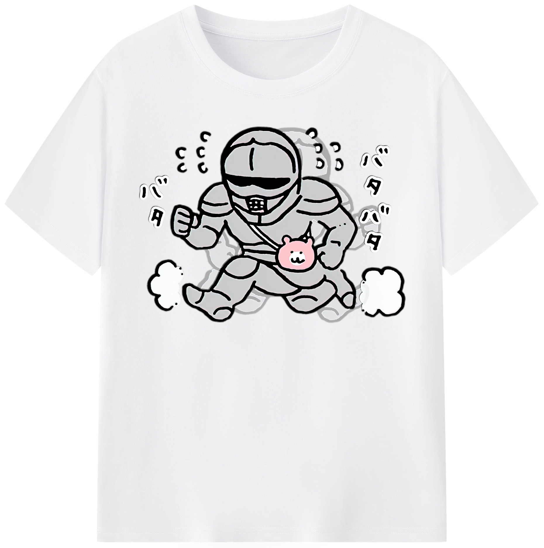 （画像用） ちいかわ 労働の鎧さん Chii-kawa Mr. Armor of Labor 綿100％半袖Tシャツ（フロントプリント）