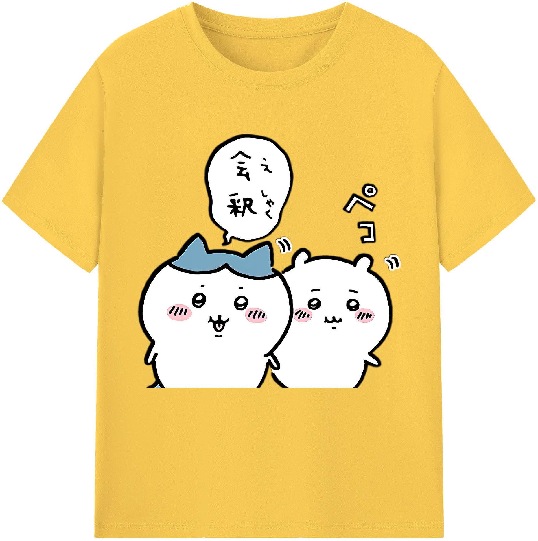 （画像用） ちいかわ ハチワレ Chii-kawa hachiware 綿100％半袖Tシャツ（フロントプリント）