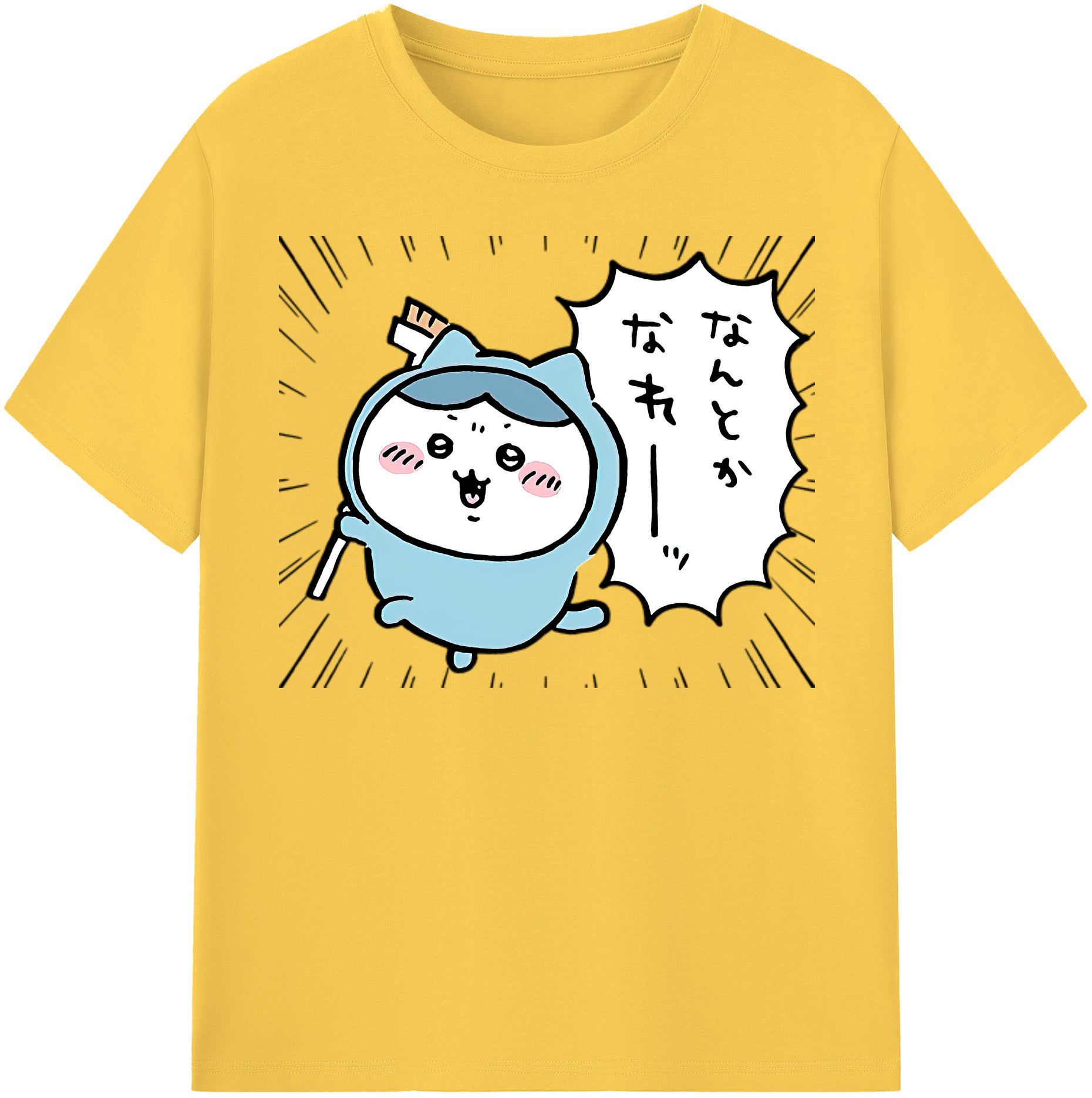 （画像用） ちいかわ ハチワレ Chii-kawa hachiware 綿100％半袖Tシャツ（フロントプリント）
