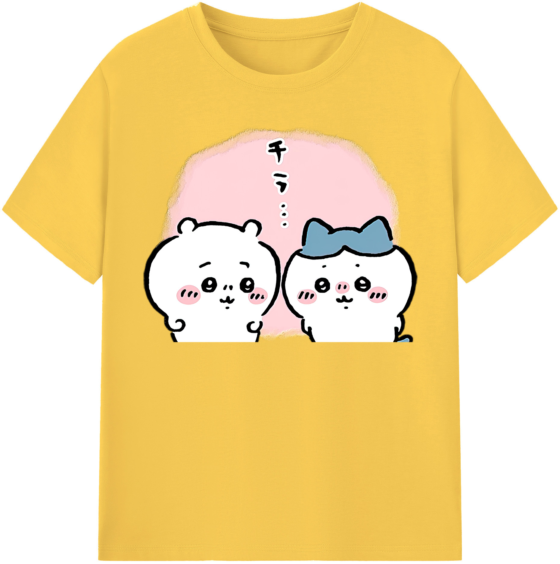 （画像用） ちいかわ ハチワレ Chii-kawa hachiware 綿100％半袖Tシャツ（フロントプリント）