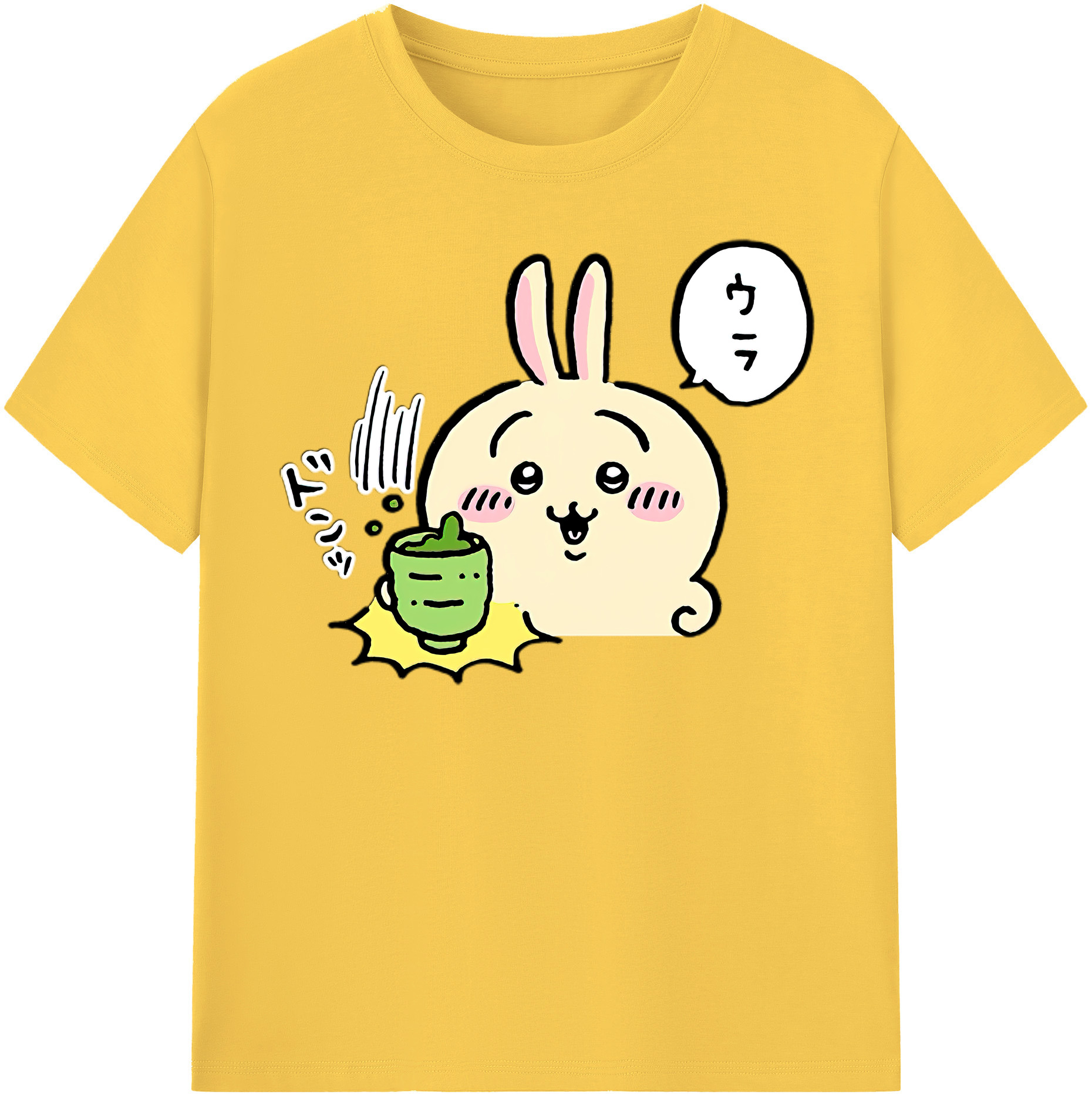 （画像用） ちいかわ うさぎ Chii-kawa usagi 綿100％半袖Tシャツ（フロントプリント）