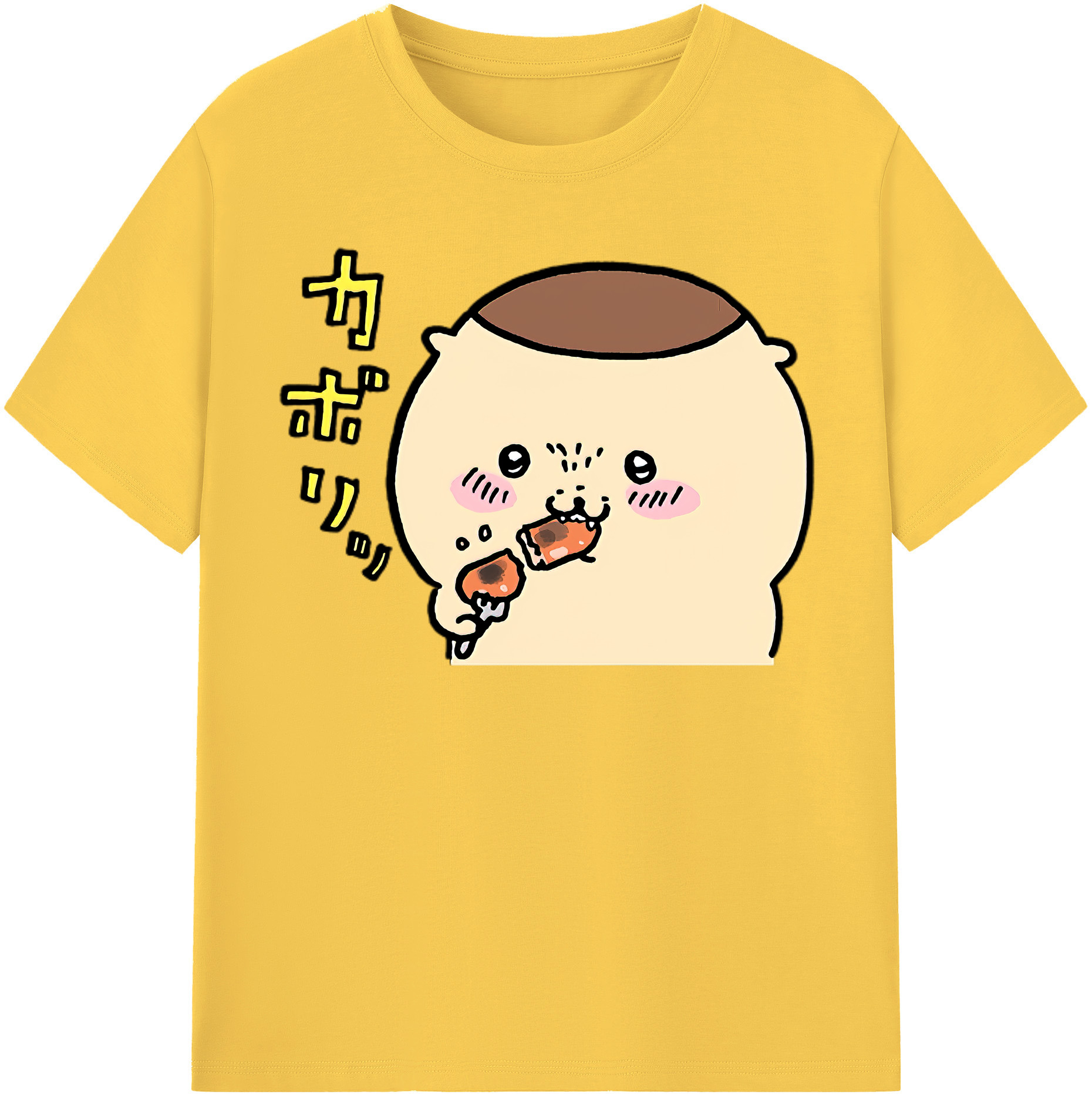 （画像用） ちいかわ くりまんじゅう Chii-kawa kuri manjū 綿100％半袖Tシャツ（フロントプリント）