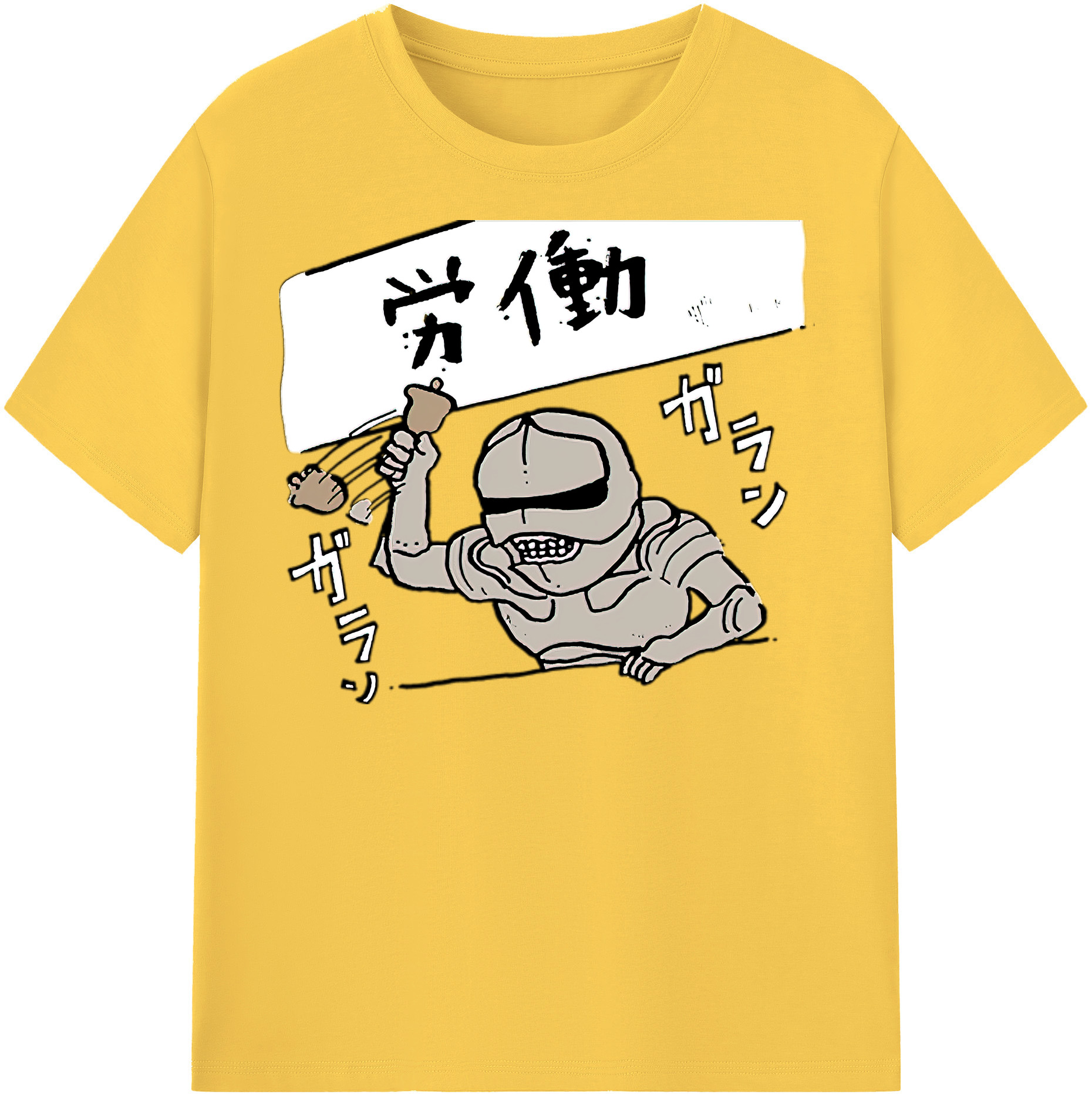 （画像用） ちいかわ 労働の鎧さん Chii-kawa Mr. Armor of Labor 綿100％半袖Tシャツ（フロントプリント）
