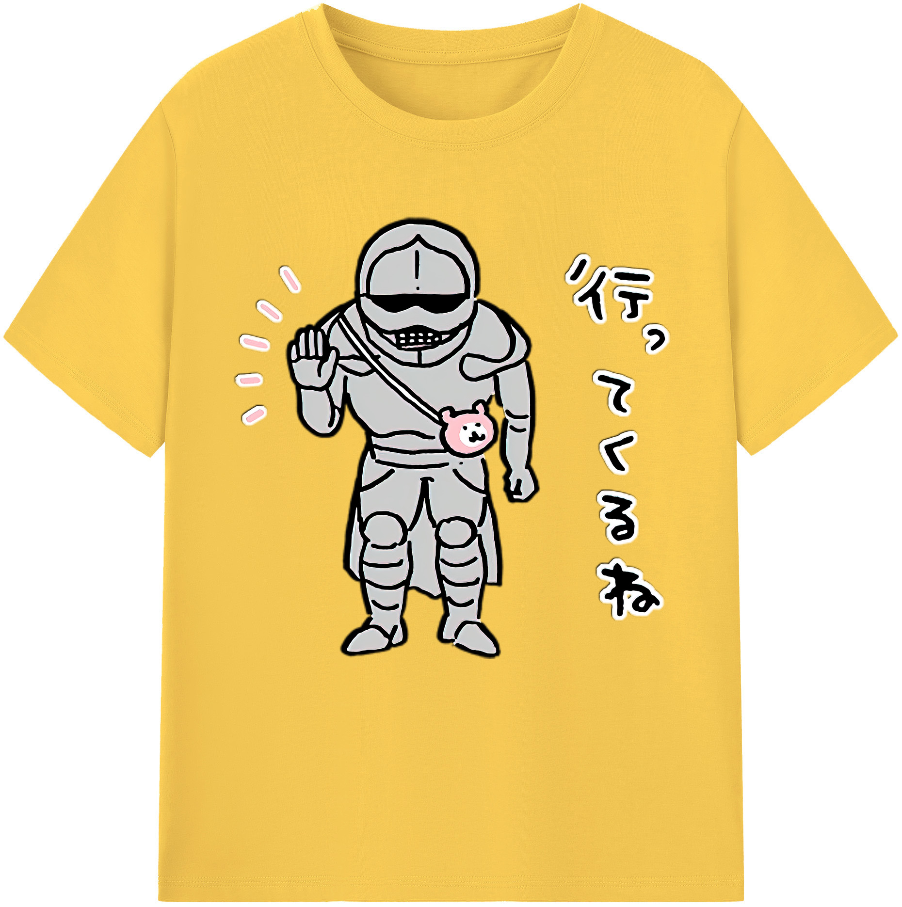 （画像用） ちいかわ 労働の鎧さん Chii-kawa Mr. Armor of Labor 綿100％半袖Tシャツ（フロントプリント）