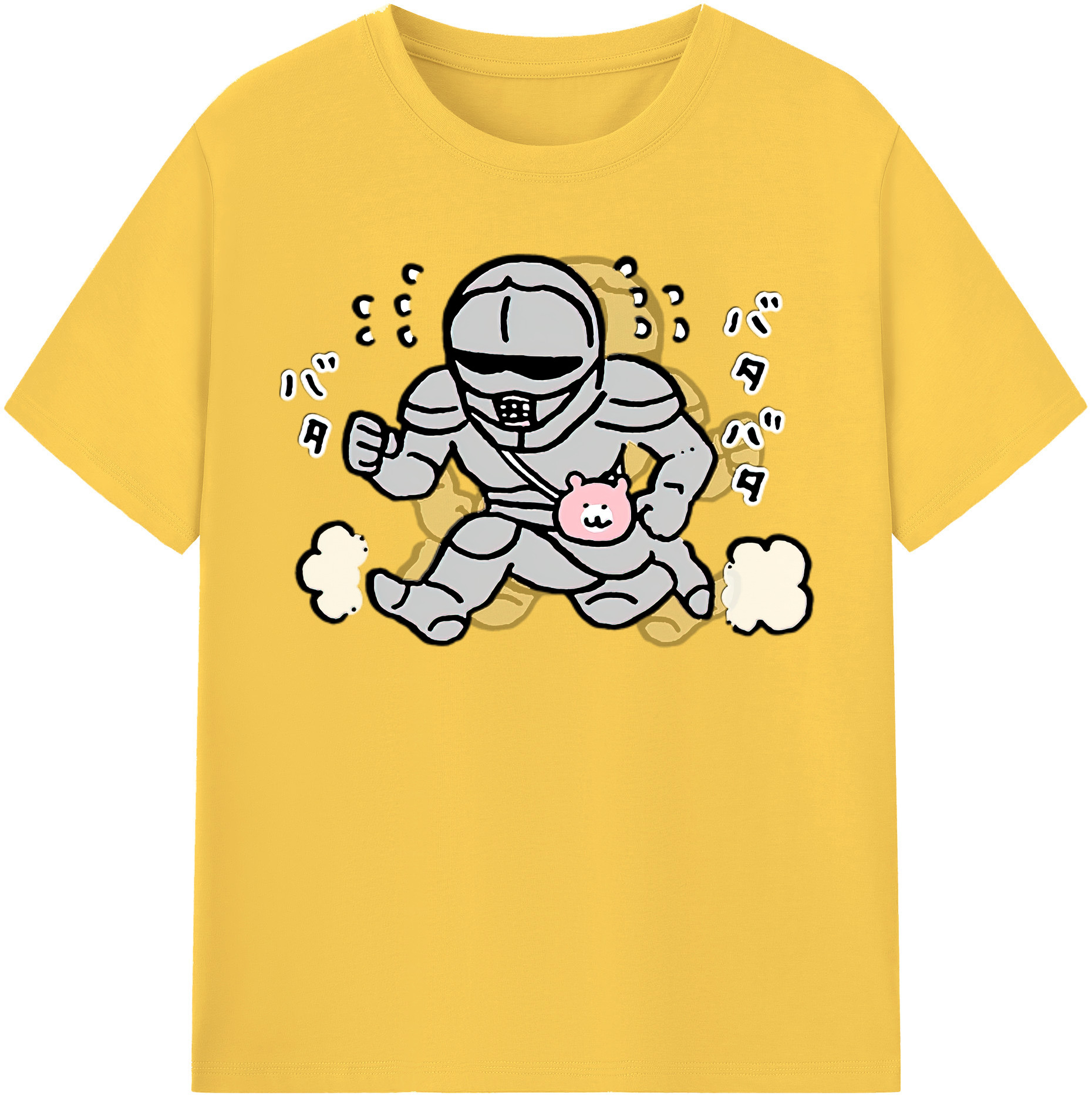（画像用） ちいかわ 労働の鎧さん Chii-kawa Mr. Armor of Labor 綿100％半袖Tシャツ（フロントプリント）