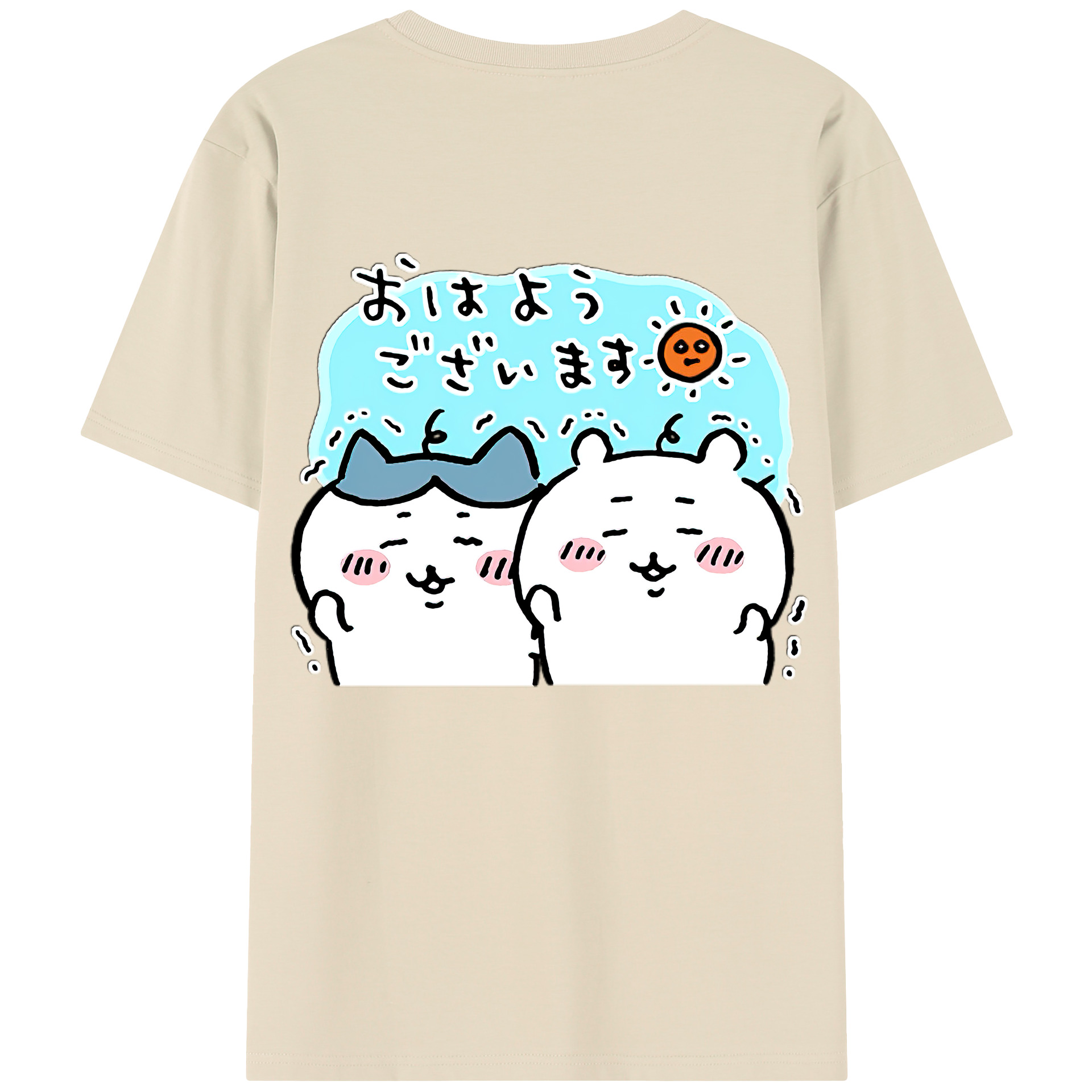 （画像用） ちいかわ ハチワレ Chii-kawa hachiware 綿100％半袖Tシャツ（背面プリント）