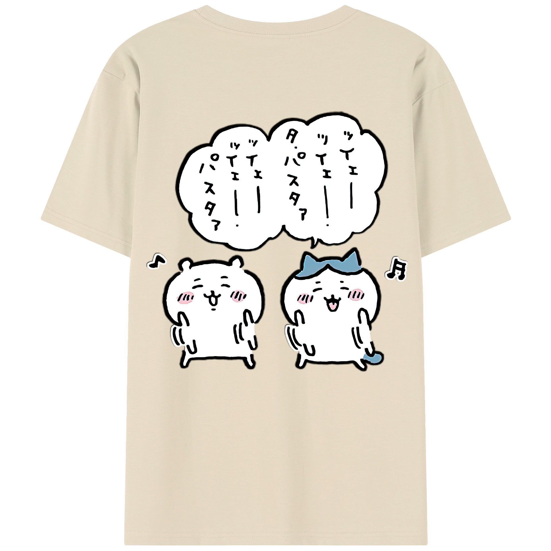 （画像用） ちいかわ ハチワレ Chii-kawa hachiware 綿100％半袖Tシャツ（背面プリント）